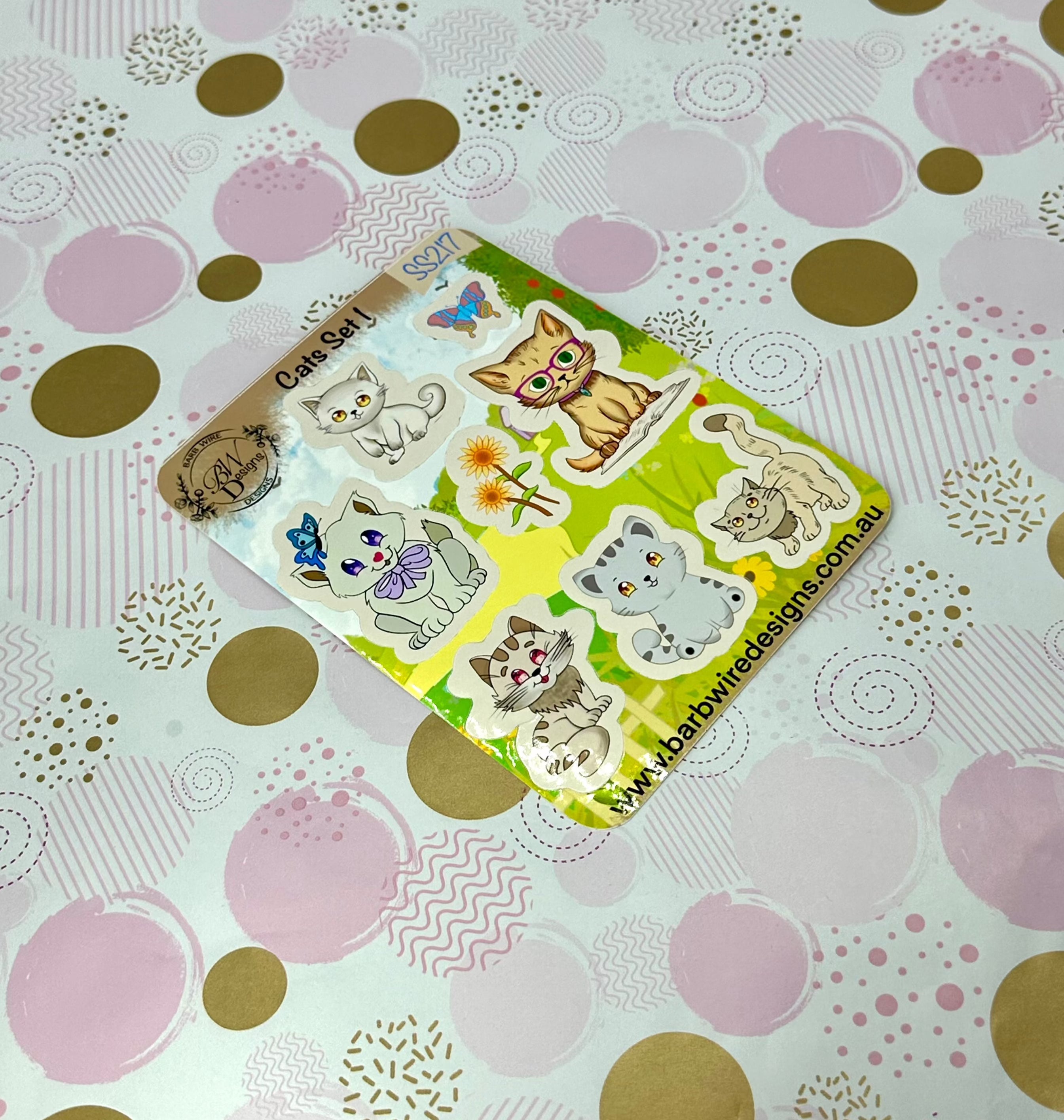 Cats Vinyl Glossy Sticker Dheet Colourful
