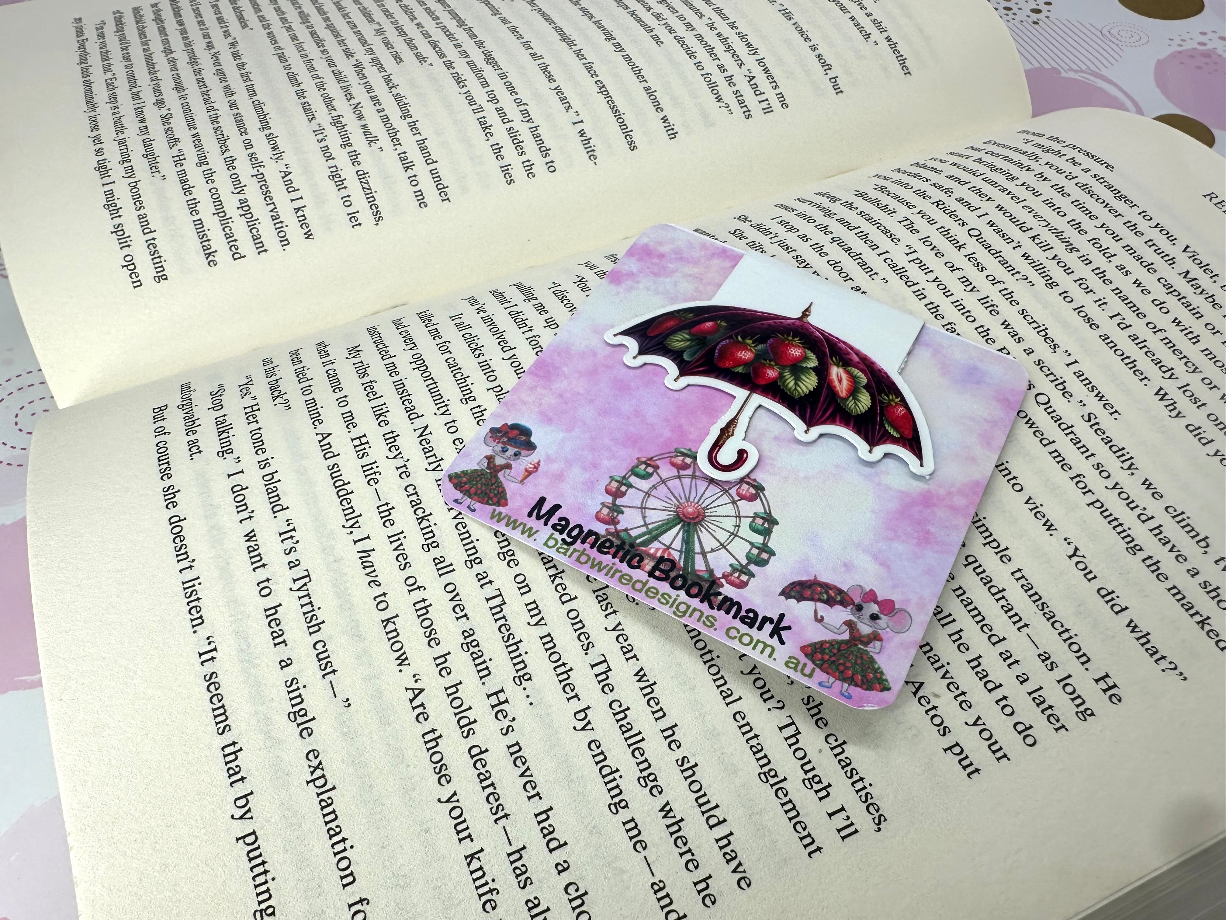 Strawberry Lane Magnetic Bookmark Umbrella