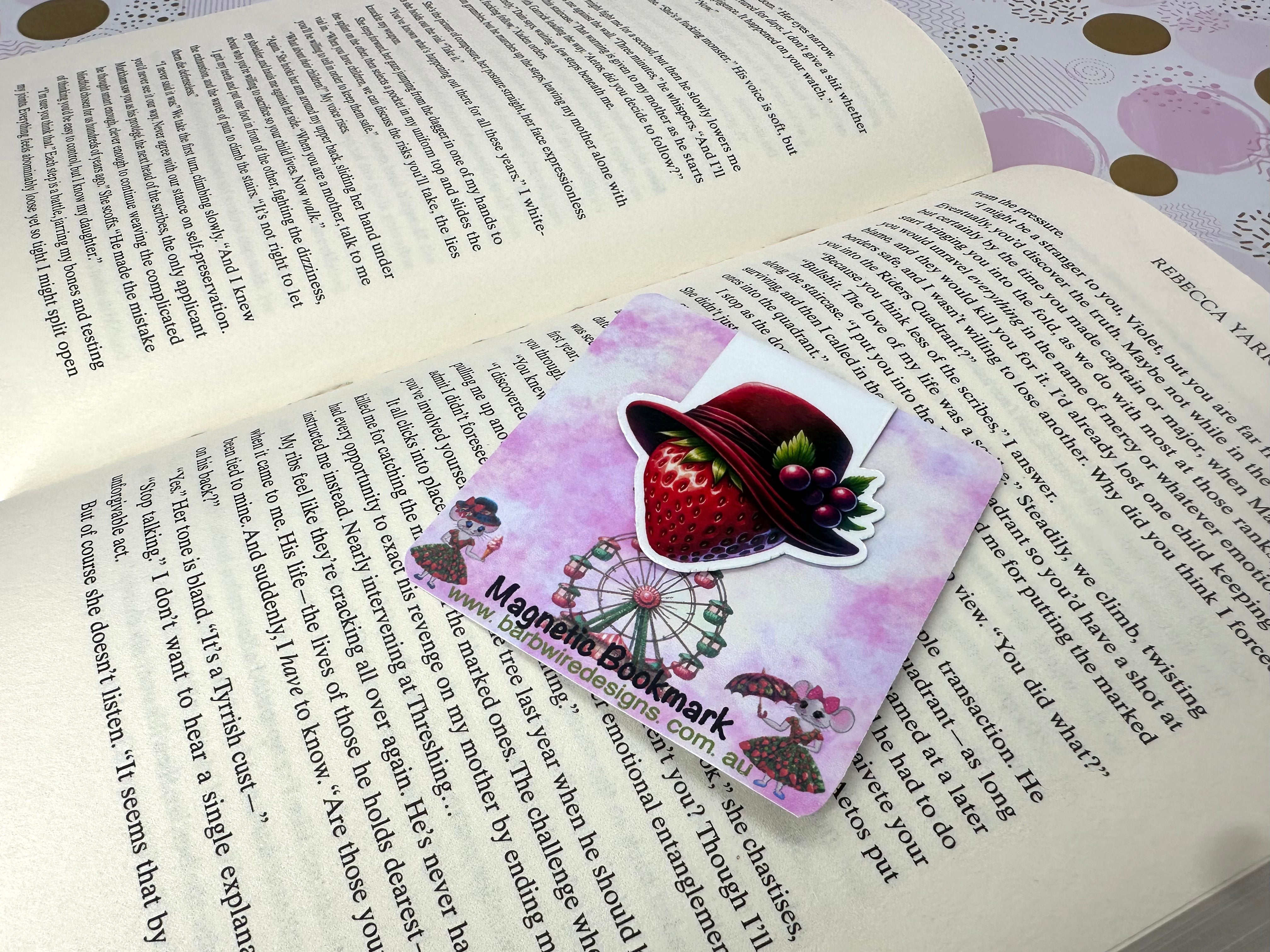 Strawberry Lane Magnetic Bookmark Strawberry Hat