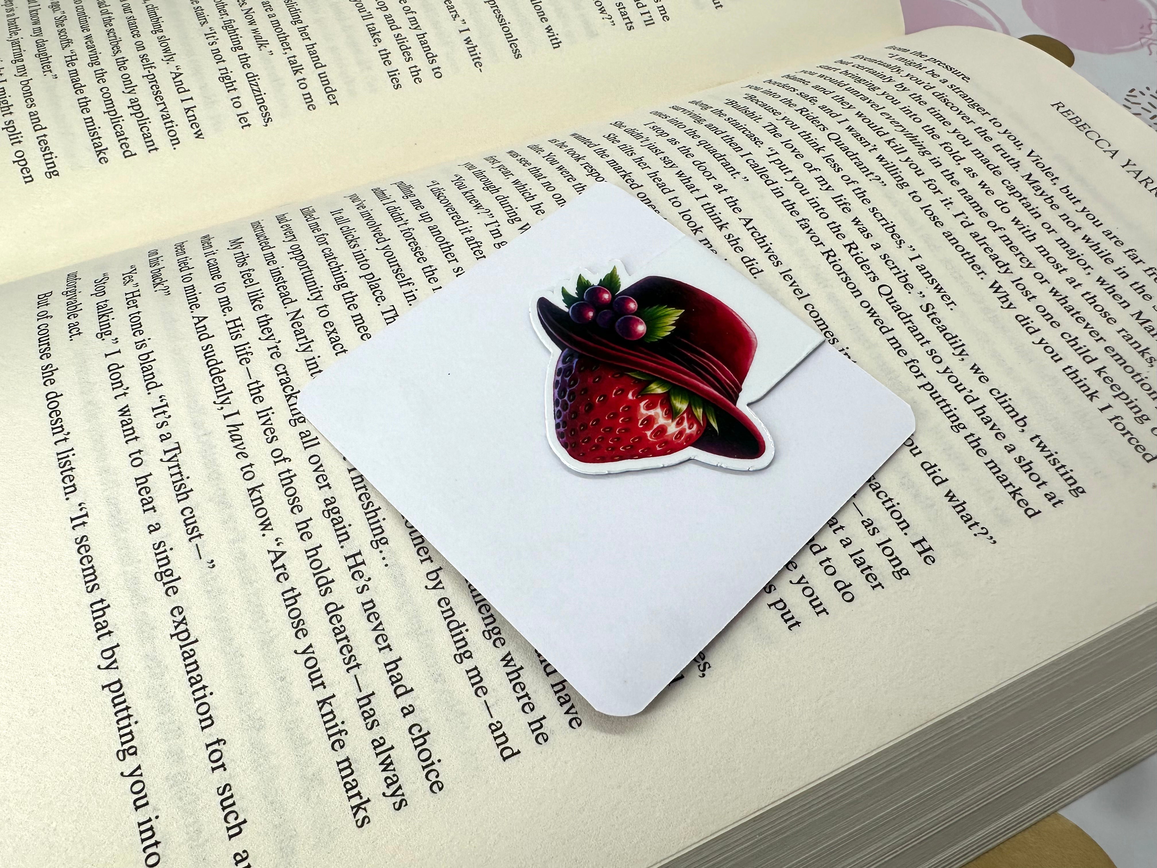 Strawberry Lane Magnetic Bookmark Strawberry Hat
