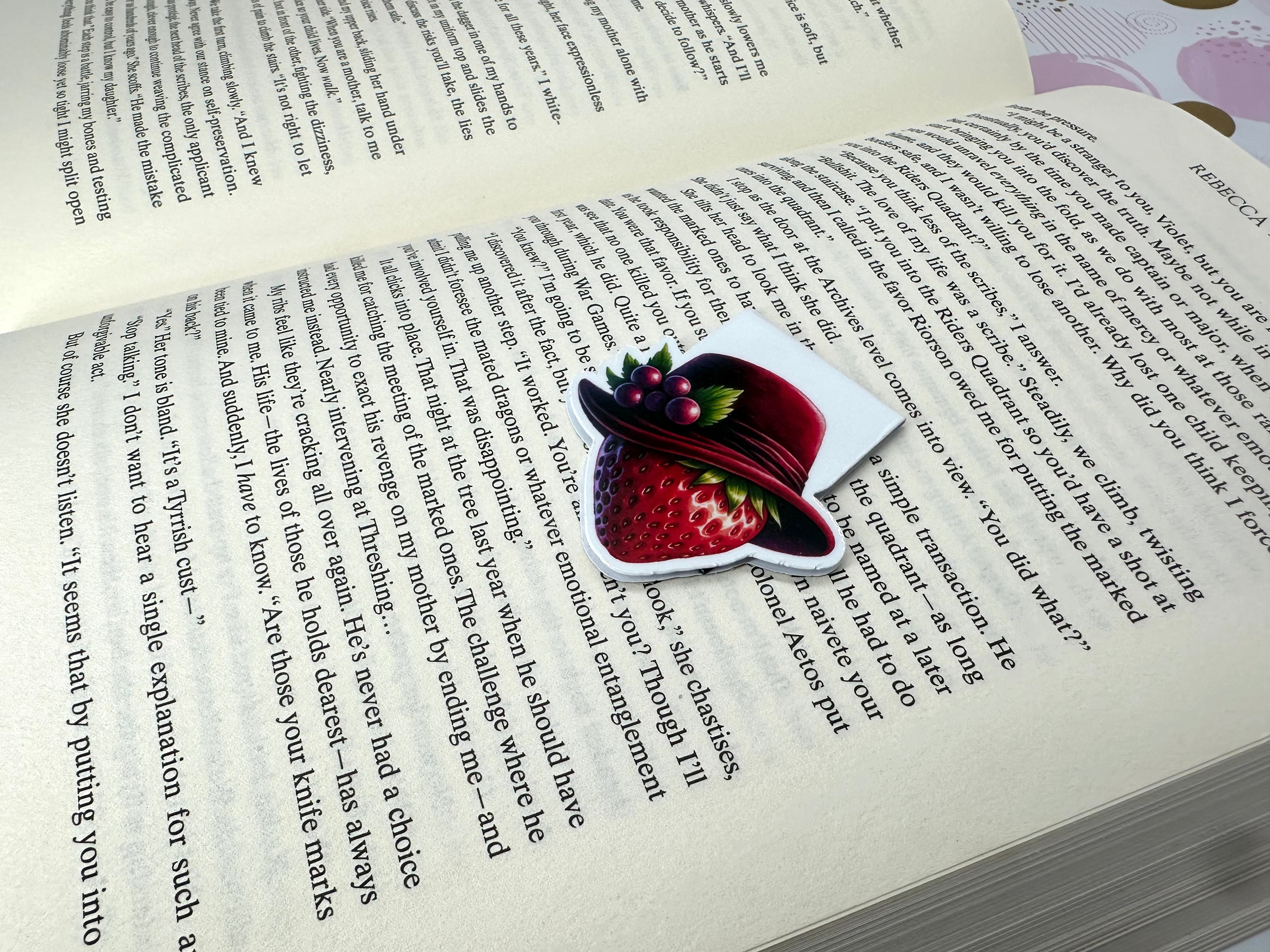 Strawberry Lane Magnetic Bookmark Strawberry Hat