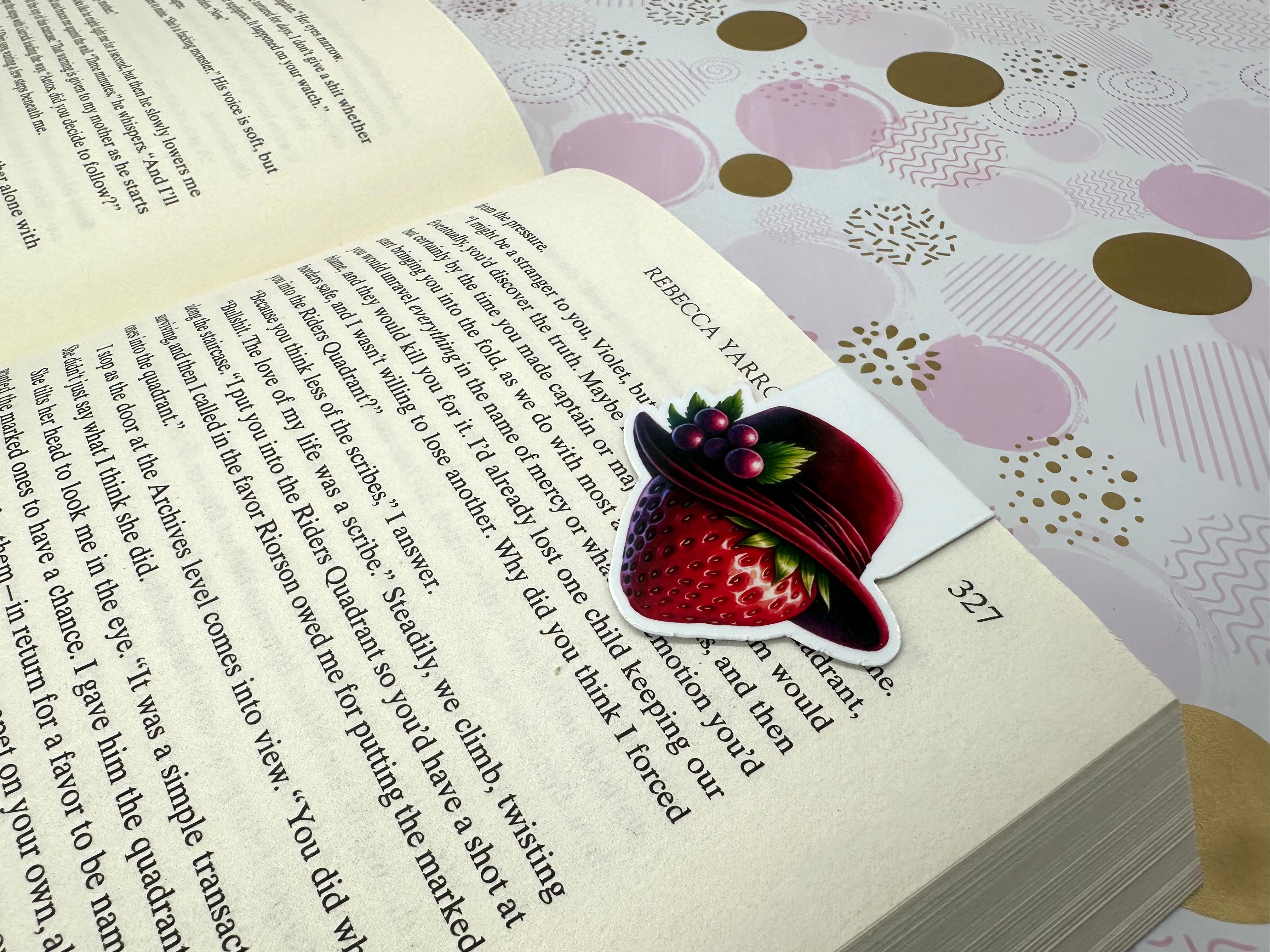 Strawberry Lane Magnetic Bookmark Strawberry Hat