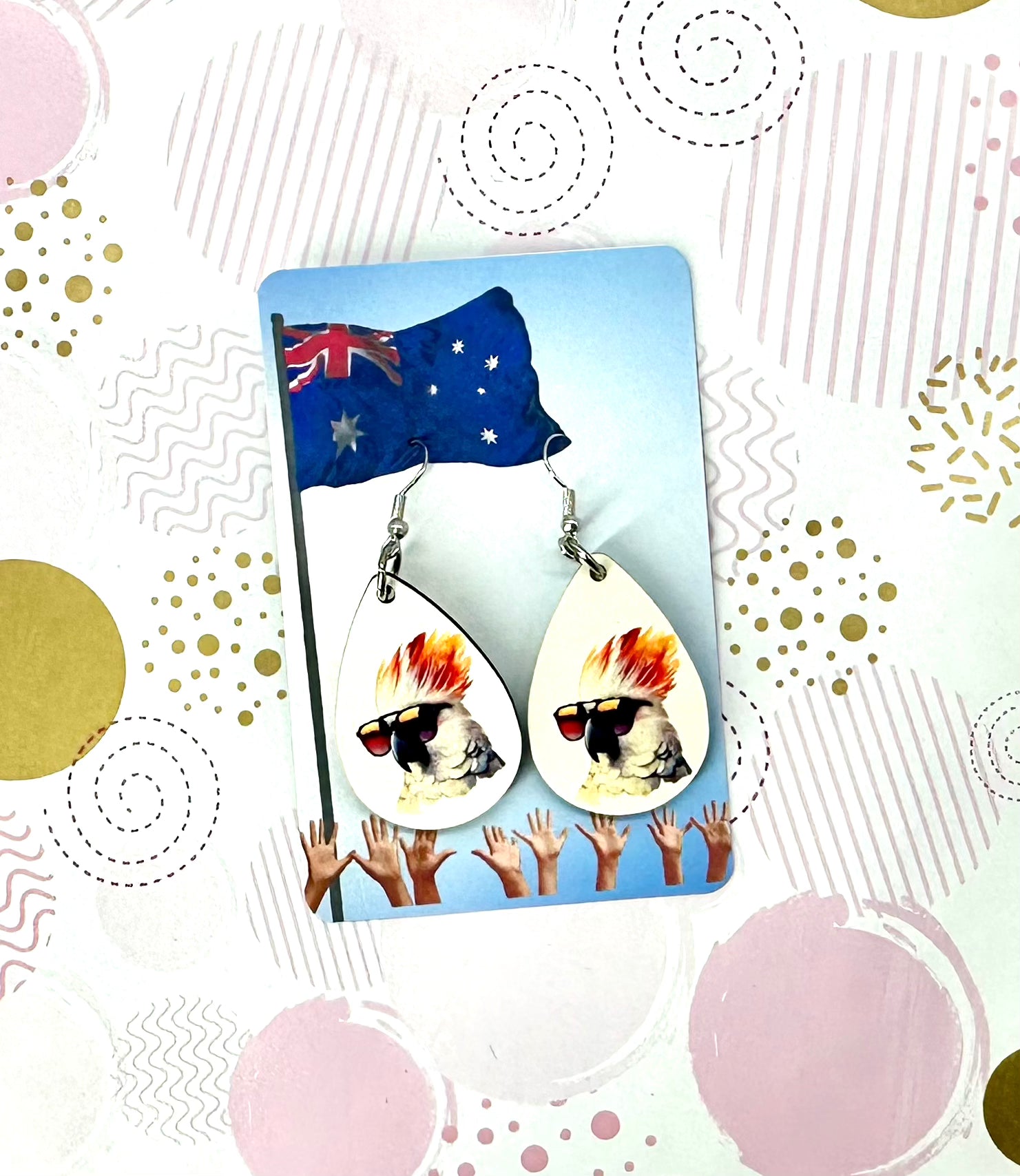 Cockatoo Sunglasses Drop Ear Rings