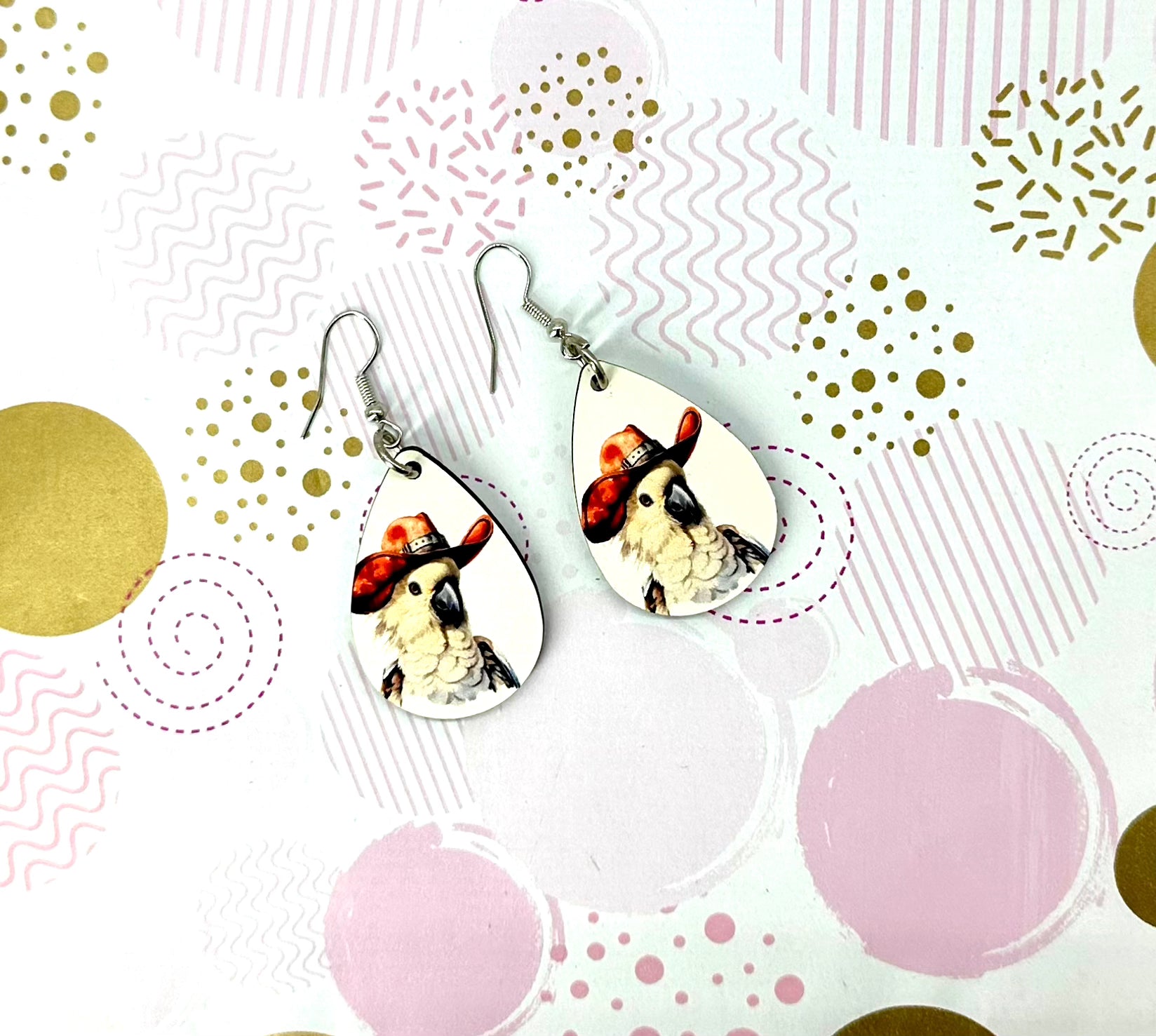 Cockatoo Cowboy Hat Ear Rings