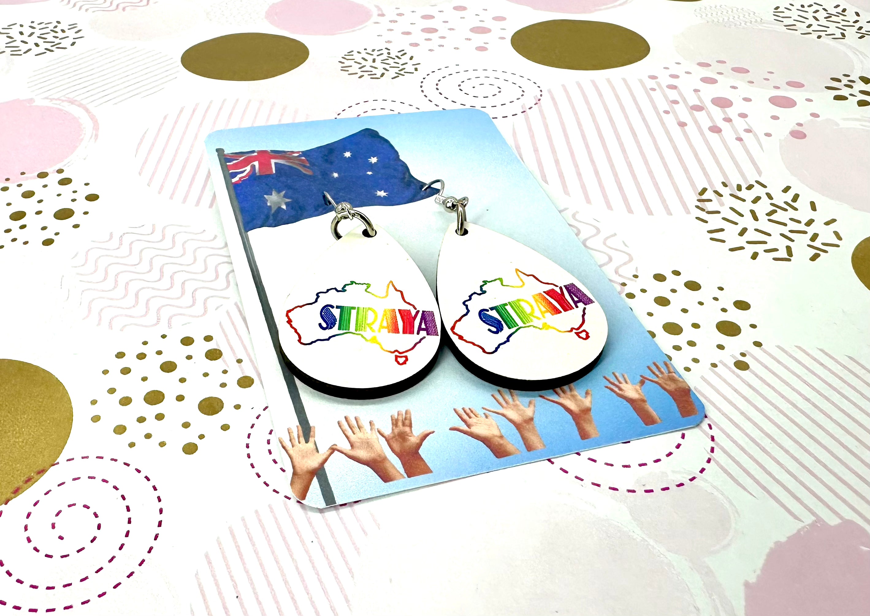 Straya Rainbow Sublimation Ear Rings Barb Wire Designs