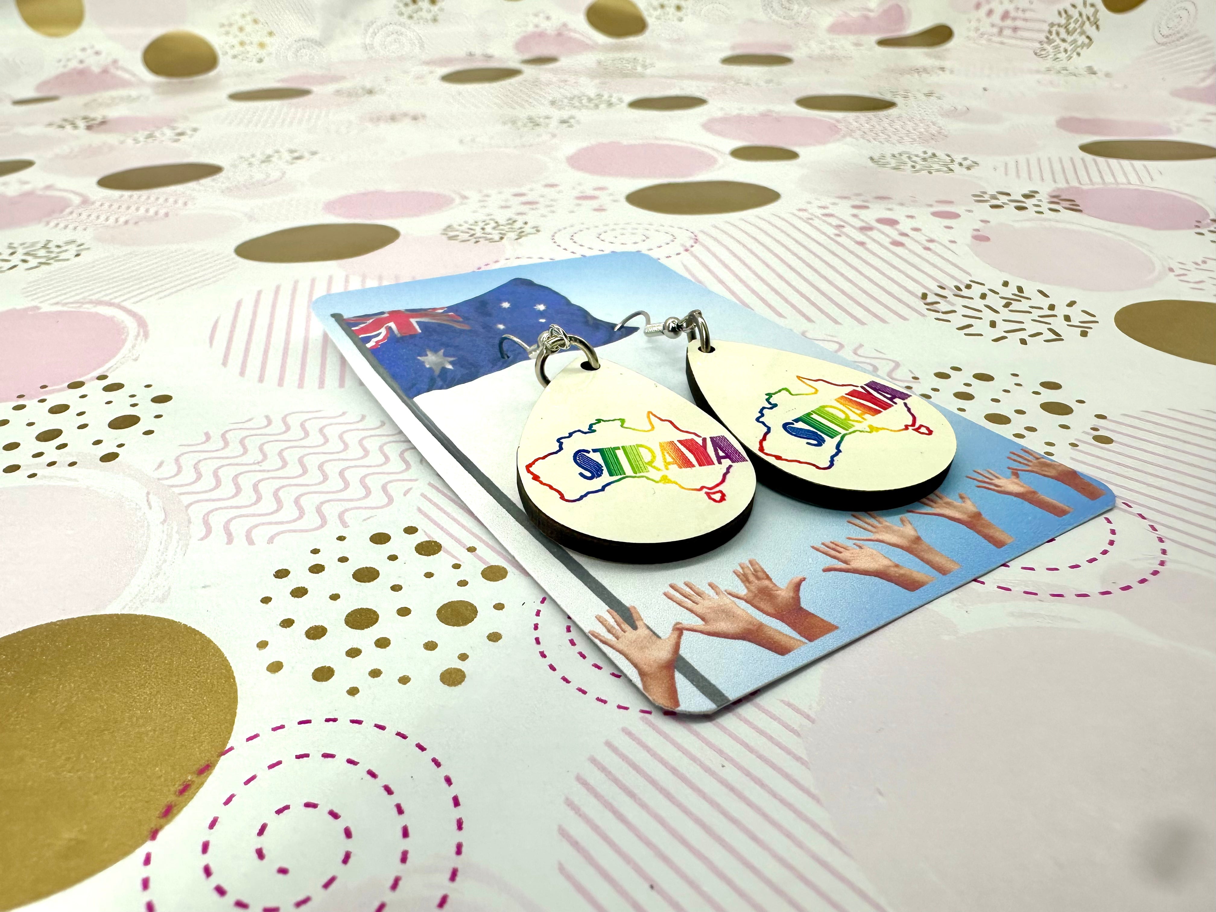 Straya Rainbow Sublimation Ear Rings Barb Wire Designs