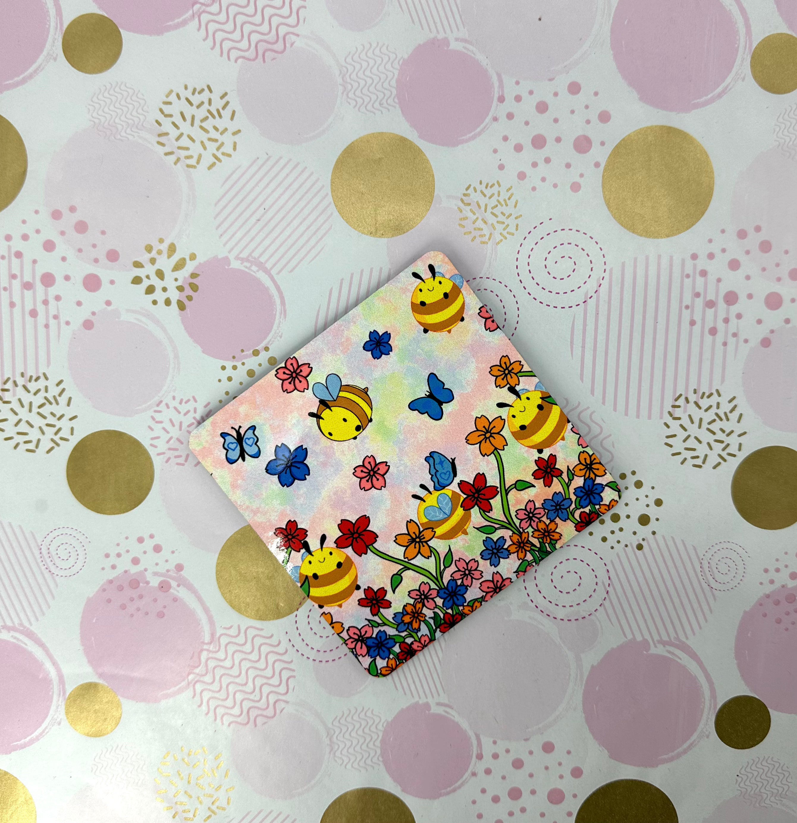 Sunshine Bee Cork Board Square Coaster