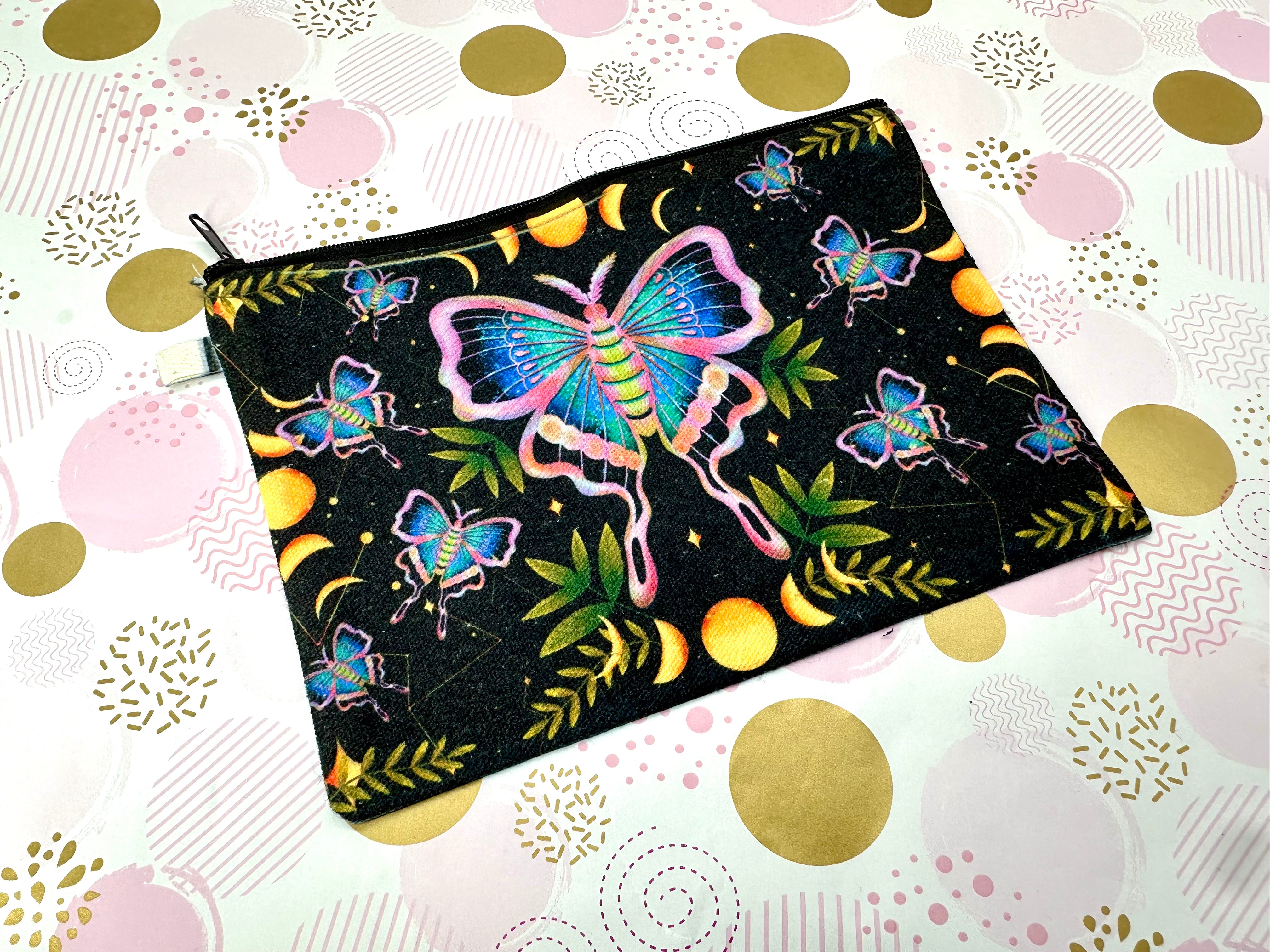 Luna Moth Zipper Pouch Canvas Barb Wire Designs