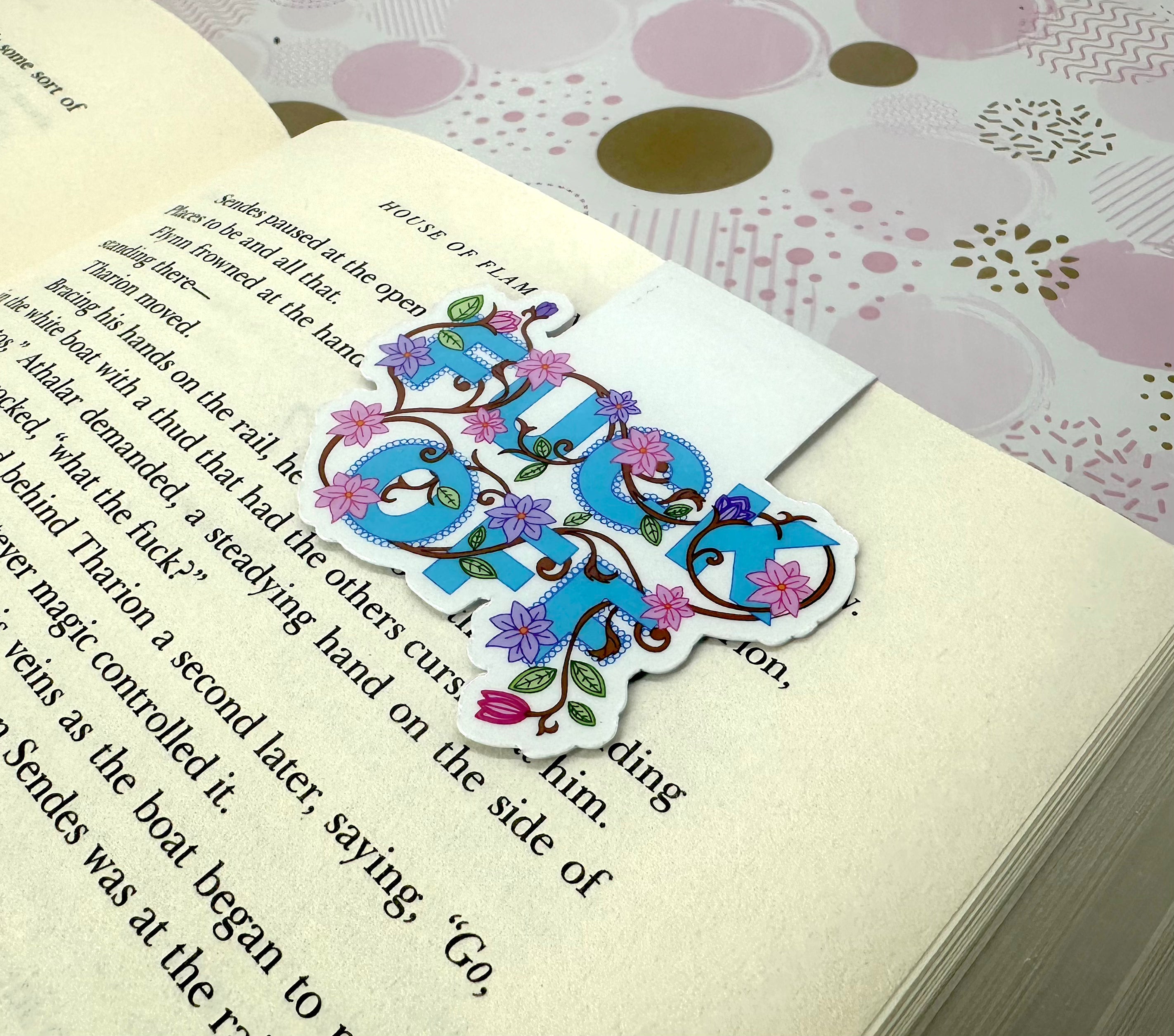 Fuck Off Floral Blue Magnetic Bookmark