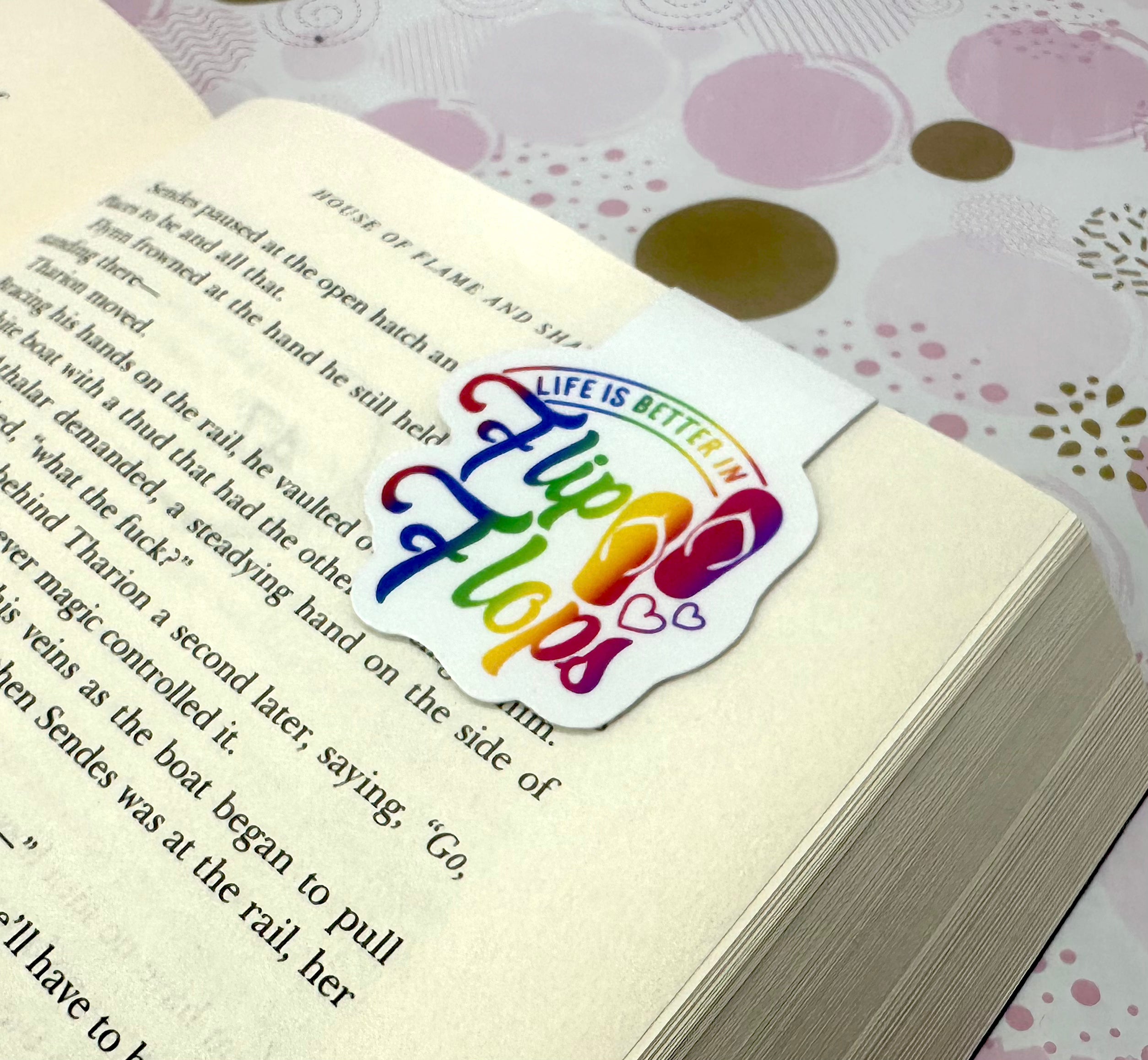 Rainbow Life is better in Flip Flops Magnetic Bookmark