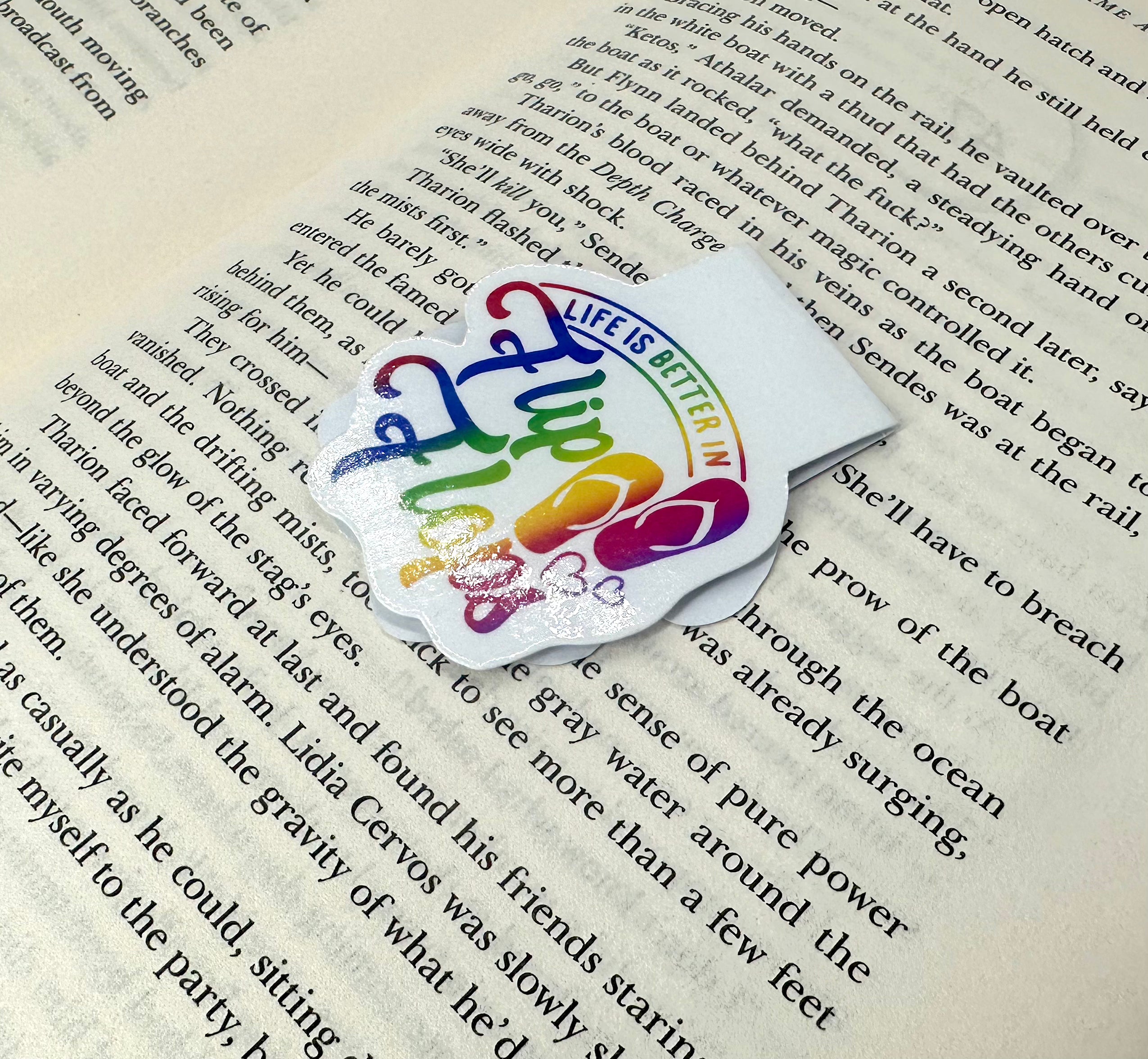 Rainbow Life is better in Flip Flops Magnetic Bookmark