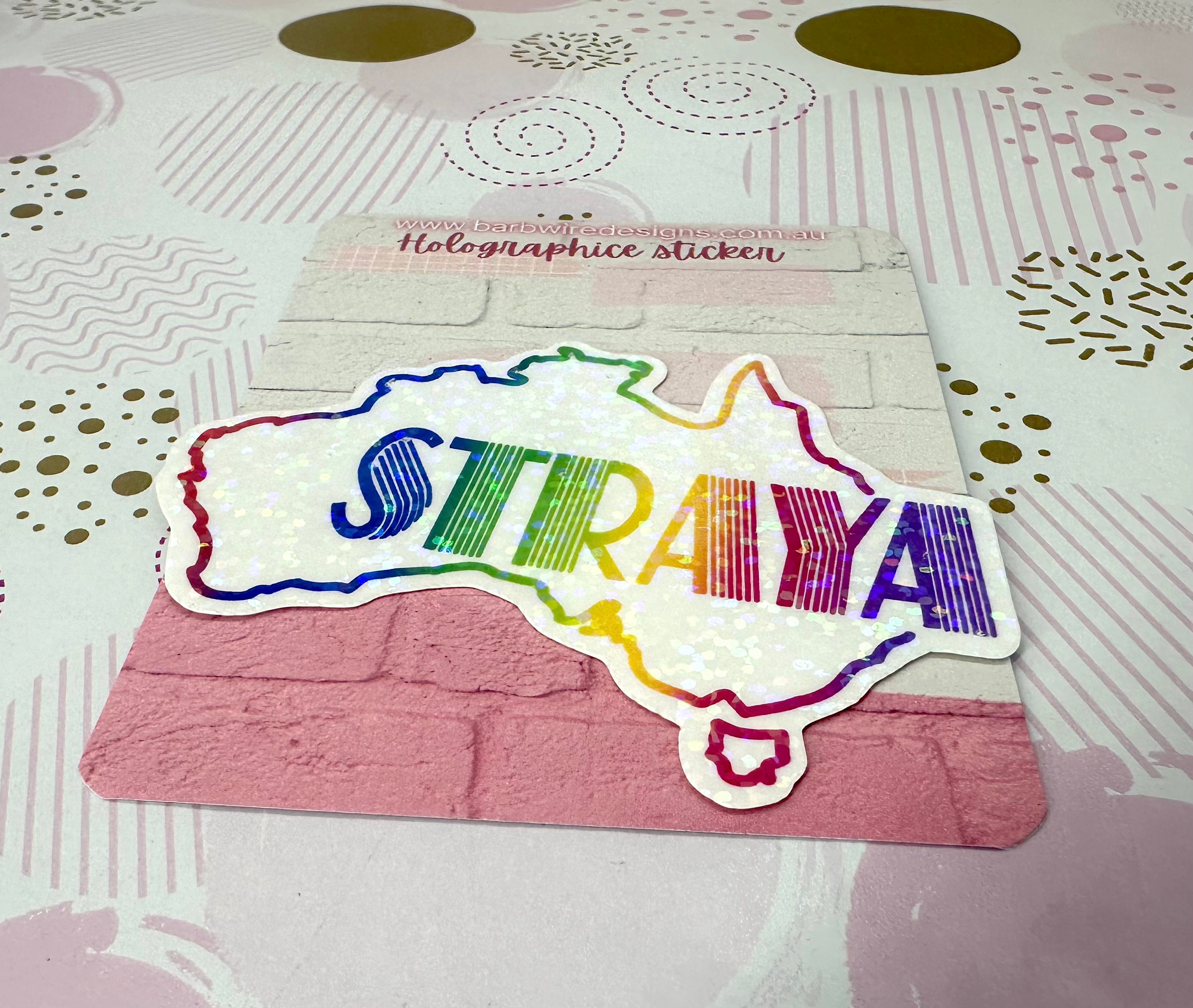 Rainbow Coloured Straya Map Vinyl Sticker