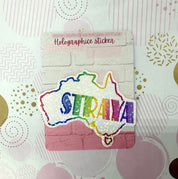 Rainbow Coloured Straya Map Vinyl Sticker