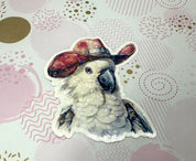 Cockatoo With Cowboy Hat Vinyl Sticker