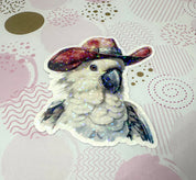 Cockatoo With Cowboy Hat Vinyl Sticker
