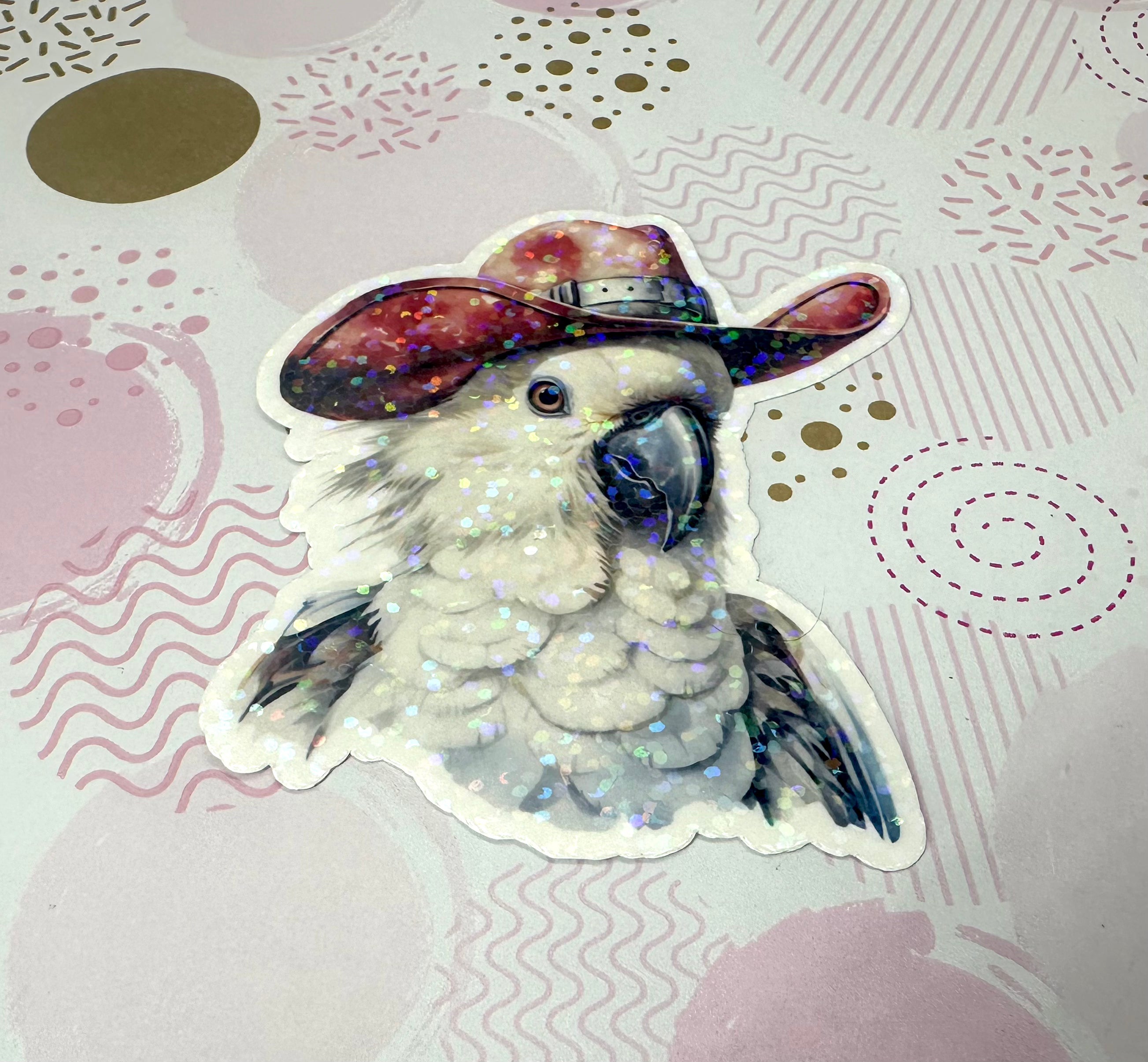 Cockatoo With Cowboy Hat Vinyl Sticker