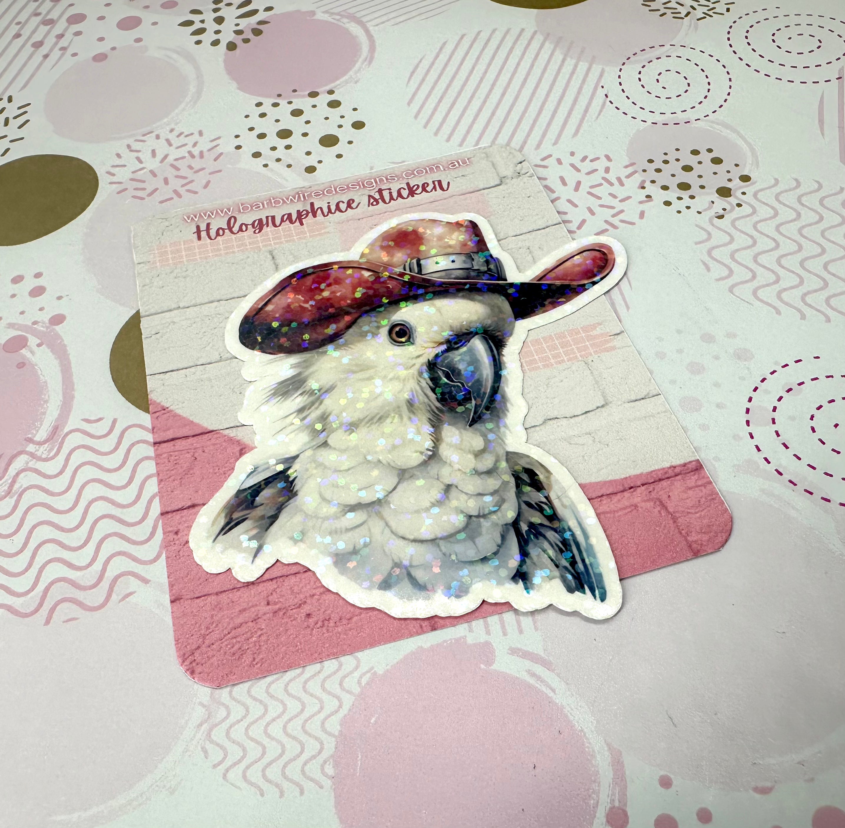 Cockatoo With Cowboy Hat Vinyl Sticker