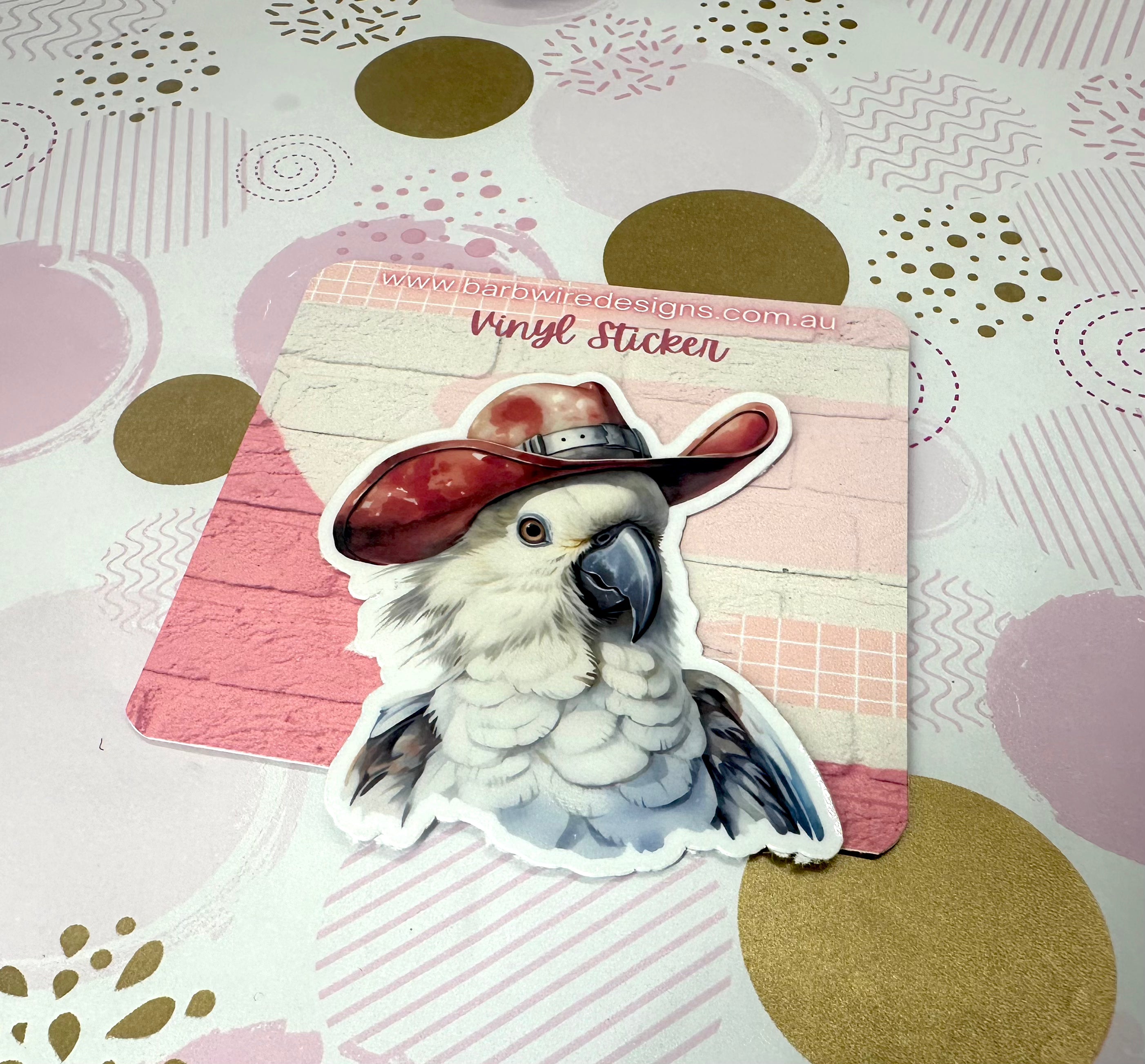 Cockatoo With Cowboy Hat Vinyl Sticker