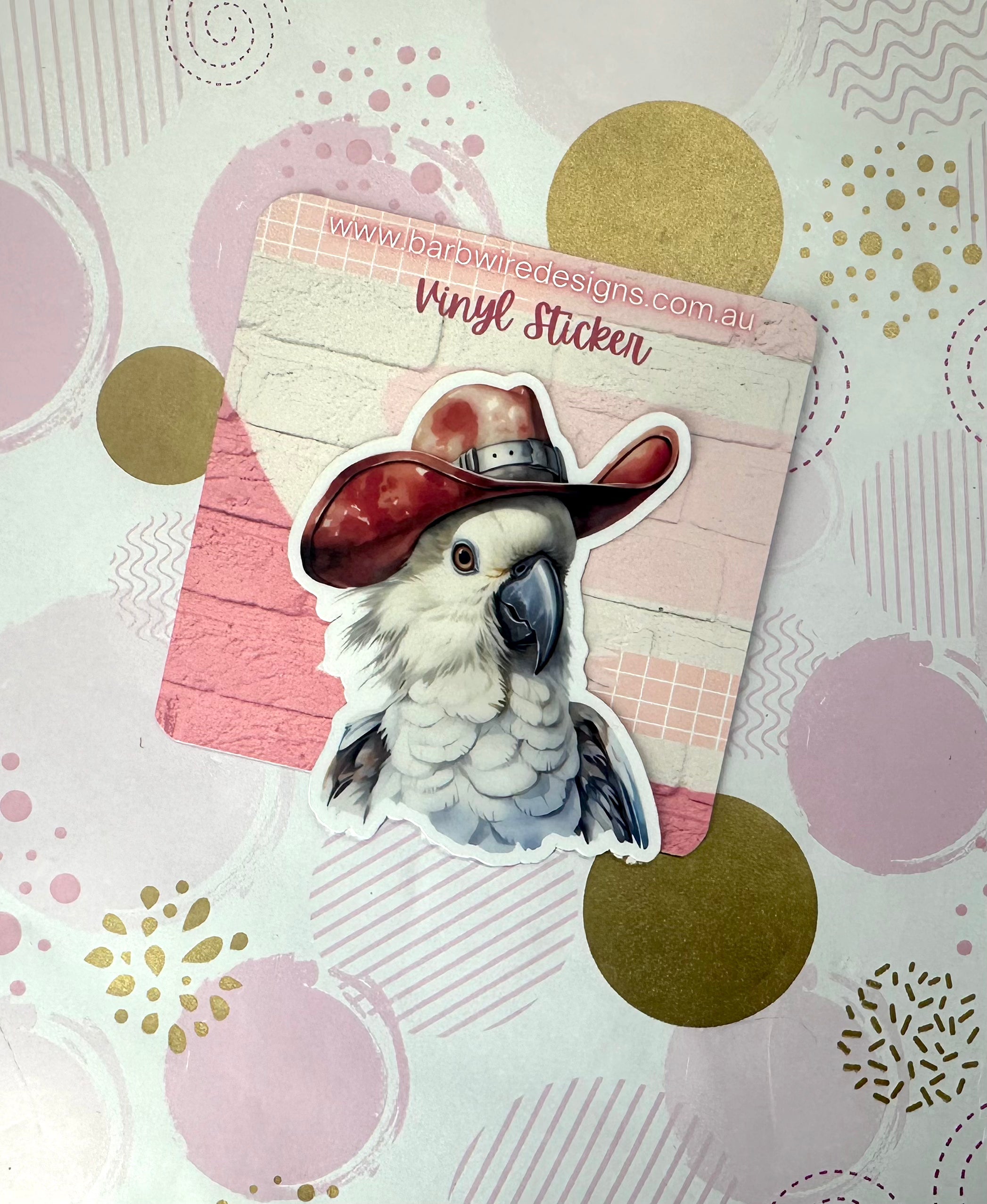 Cockatoo With Cowboy Hat Vinyl Sticker