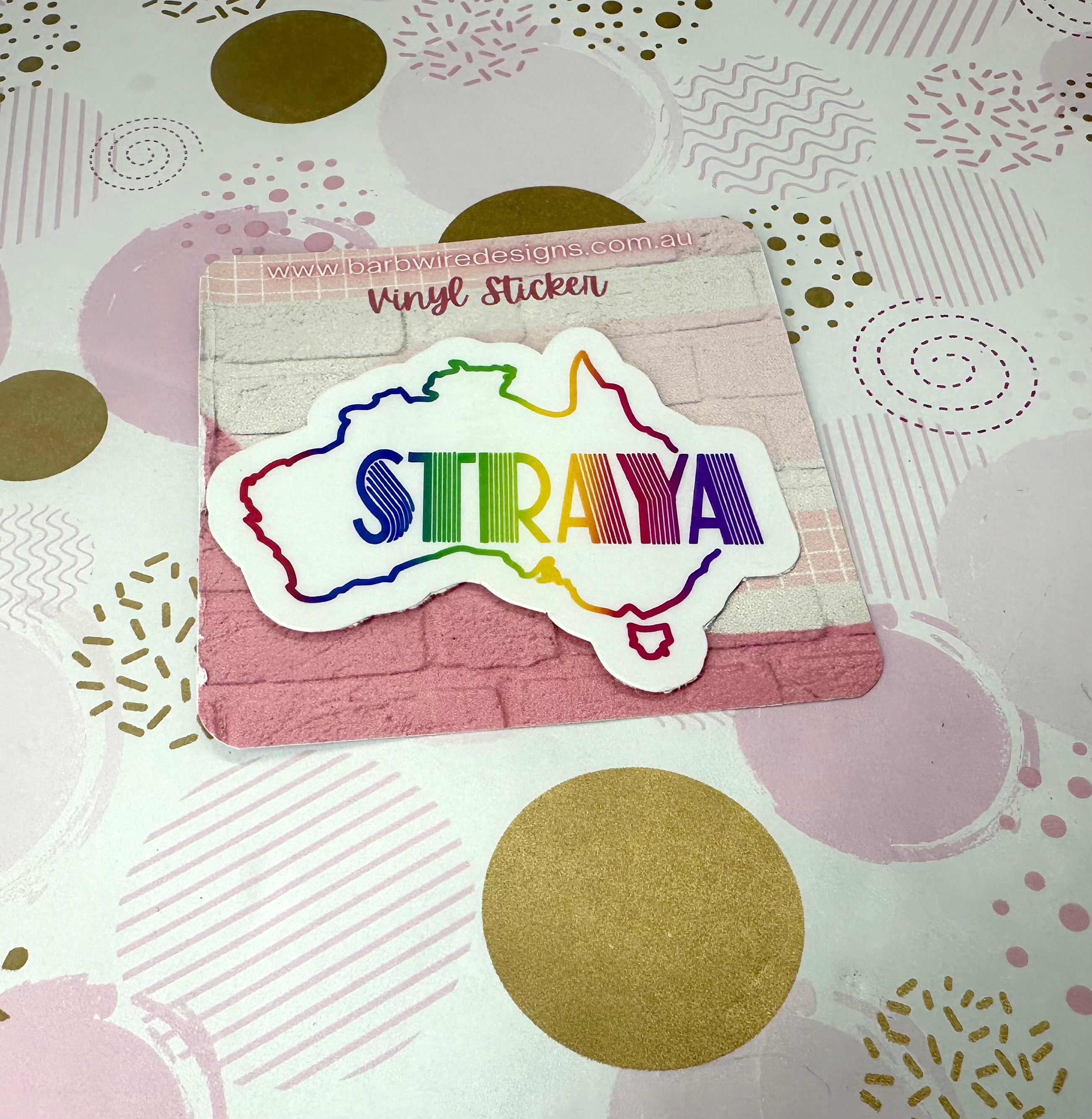 Rainbow Coloured Straya Map Vinyl Sticker