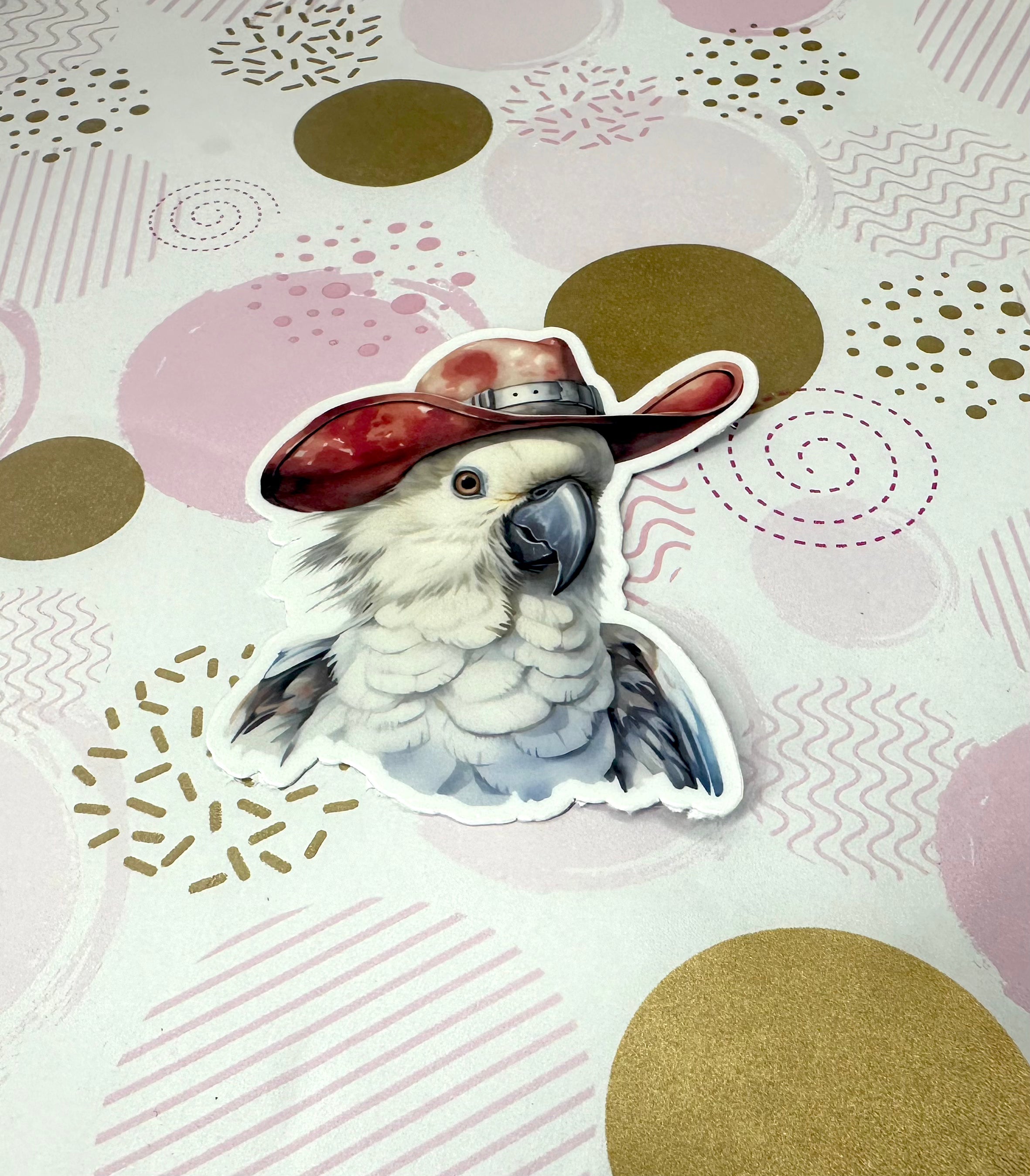 Cockatoo With Cowboy Hat Vinyl Sticker