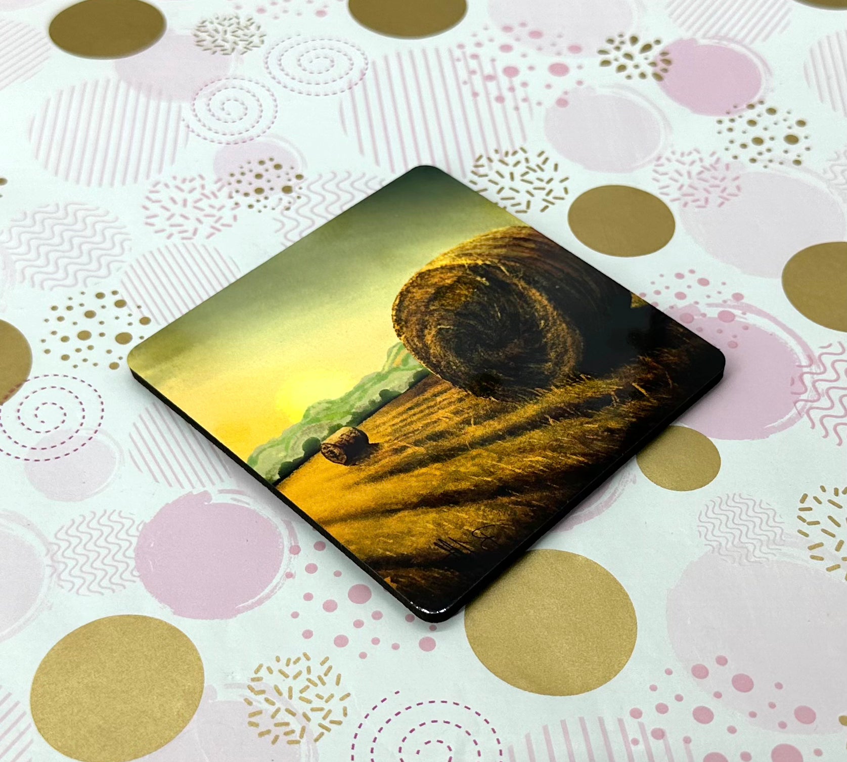 Farming Life Cork Board Square Coaster Barb Wire Designs