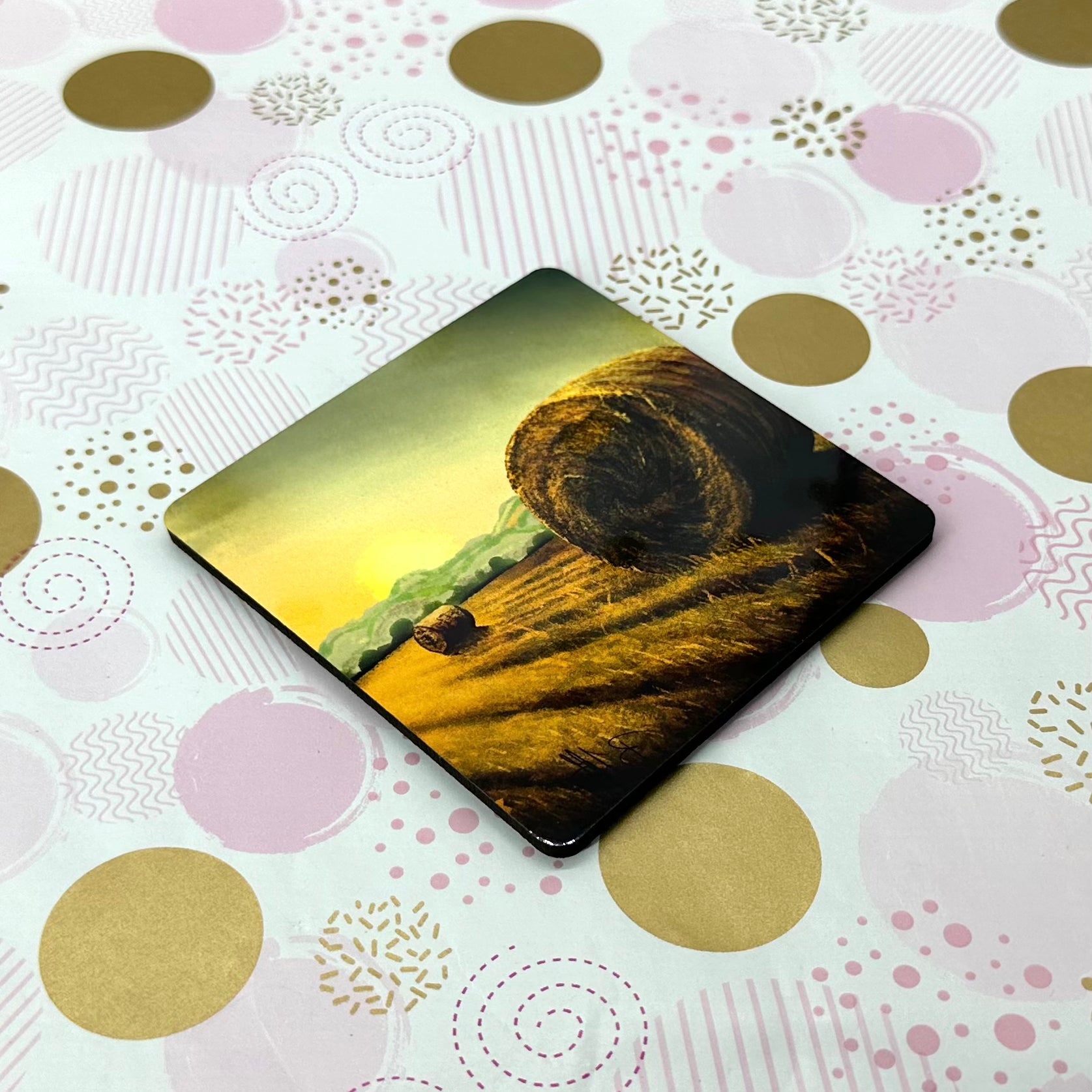 Farming Life Cork Board Square Coaster Barb Wire Designs