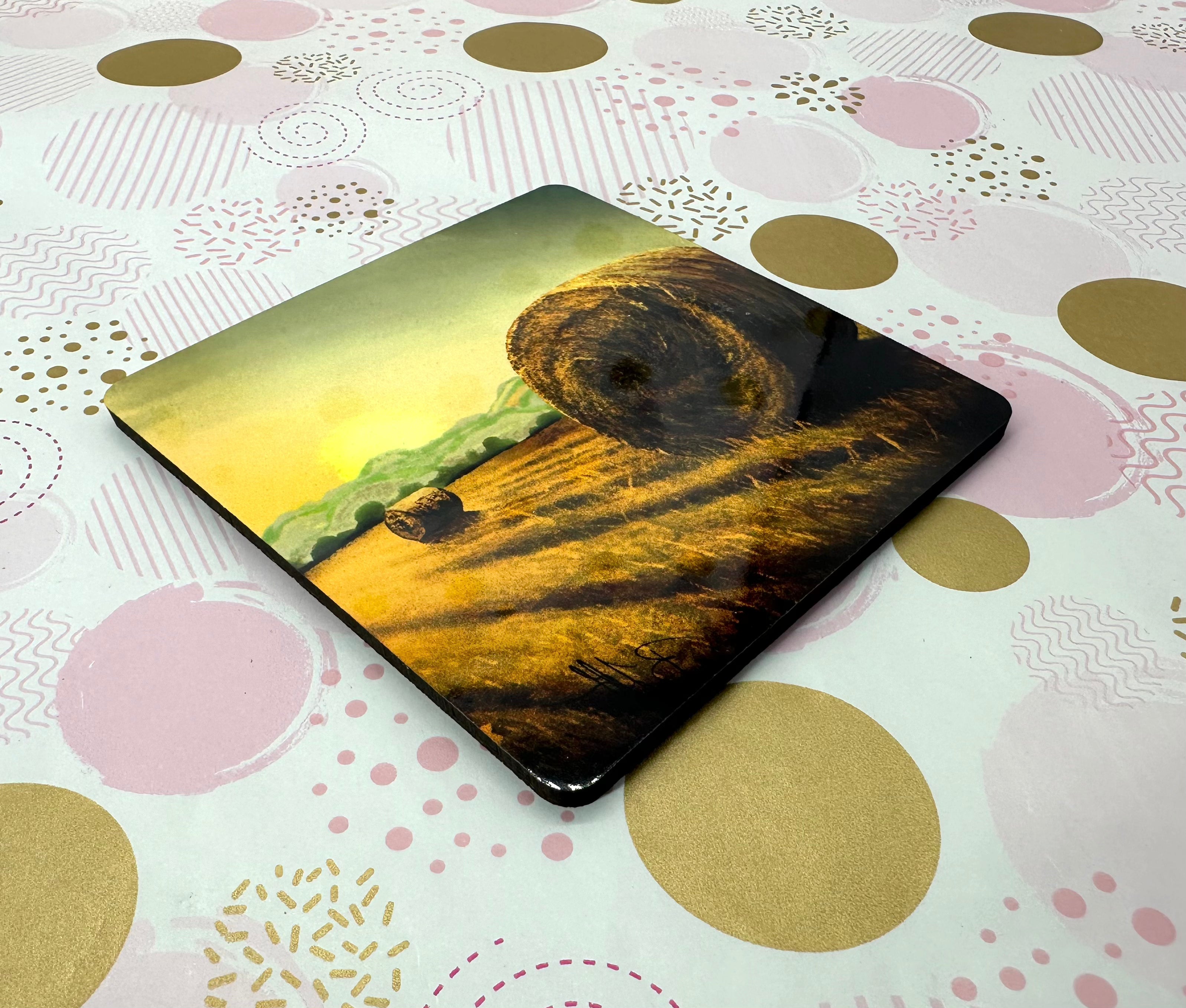 Farming Life Cork Board Square Coaster Barb Wire Designs