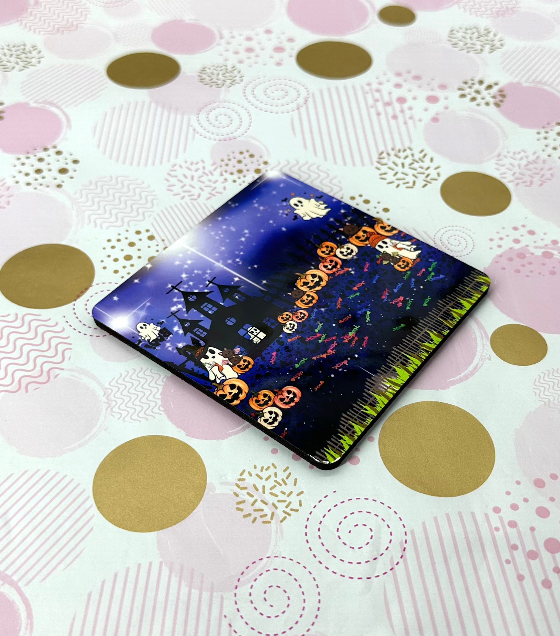 Halloween Night Cork Board Square Coaster
