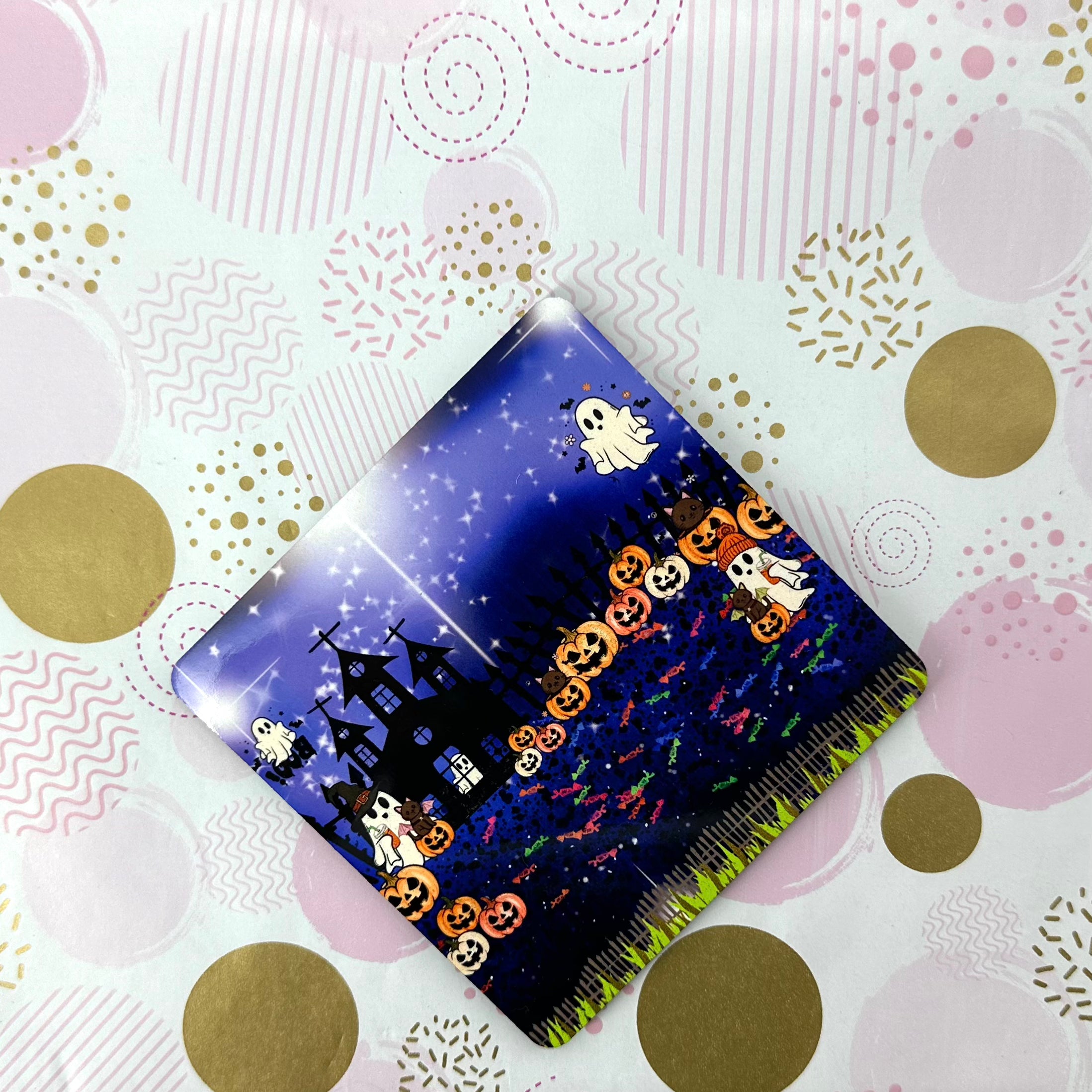Halloween Night Cork Board Square Coaster Barb Wire Designs