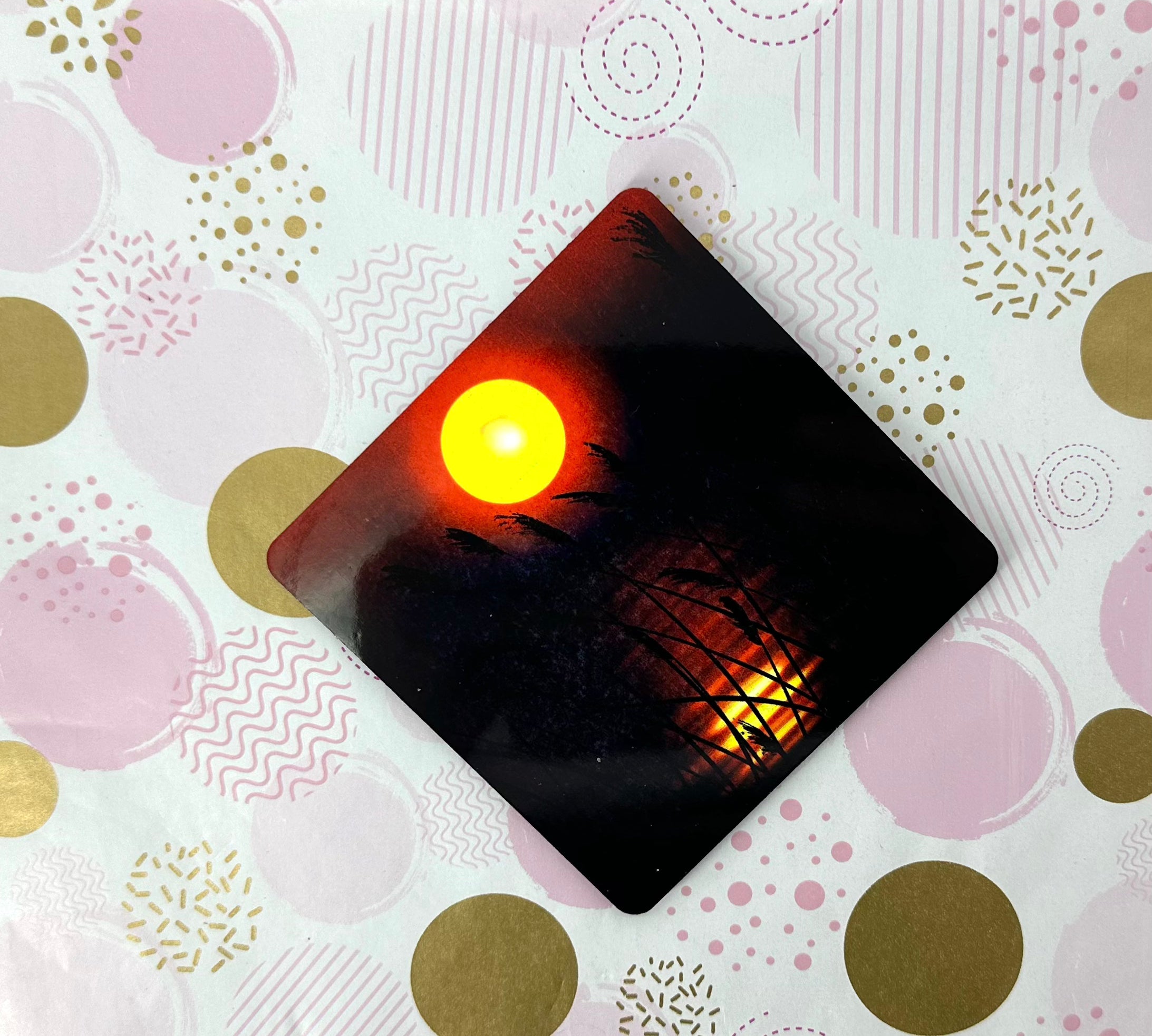 Sunset on A Farm Cork Board Square Coaster Barb Wire Designs