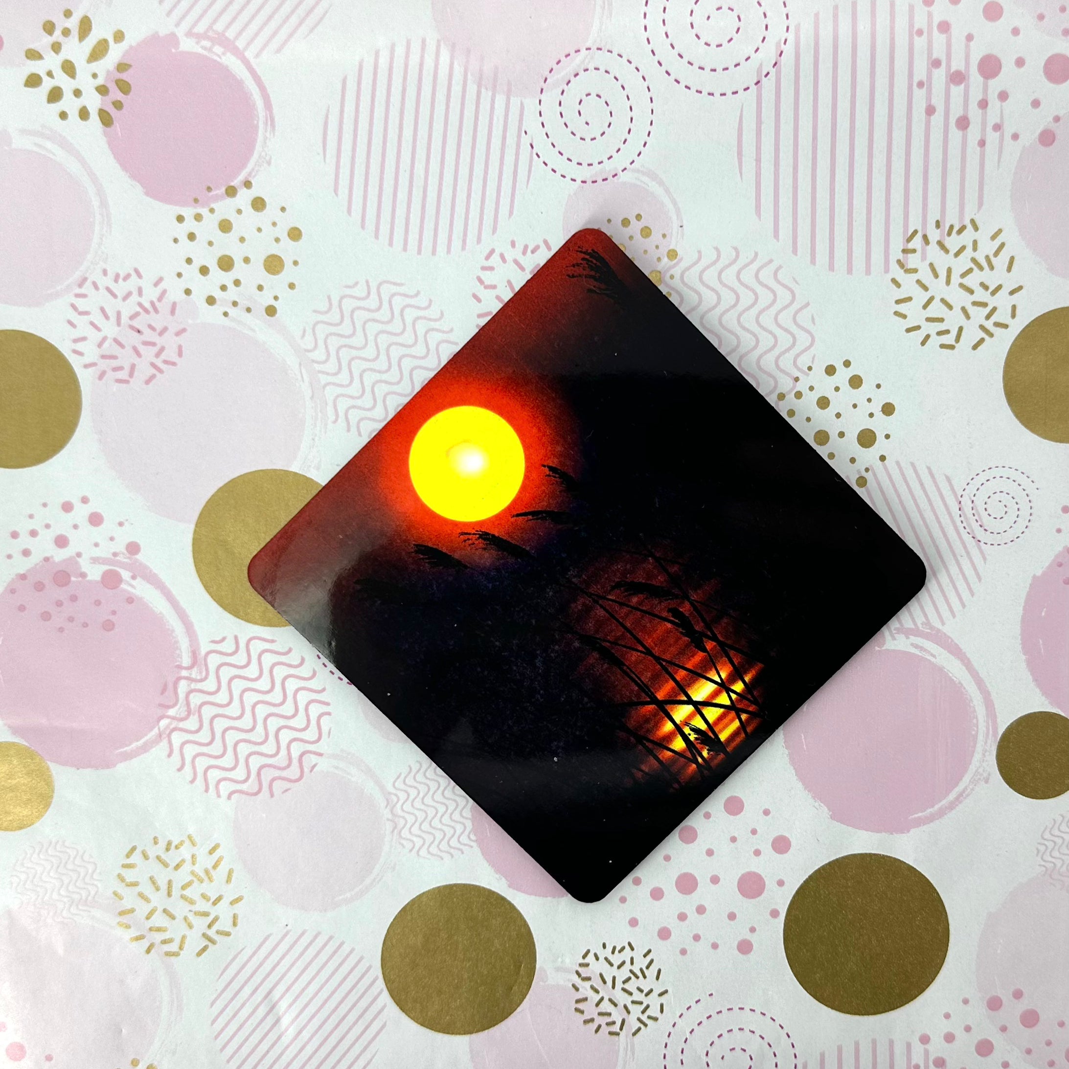 Sunset on A Farm Cork Board Square Coaster Barb Wire Designs