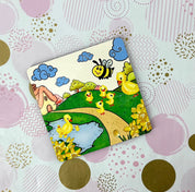 Daffodil Duck Adventure Cork Board Square Coaster