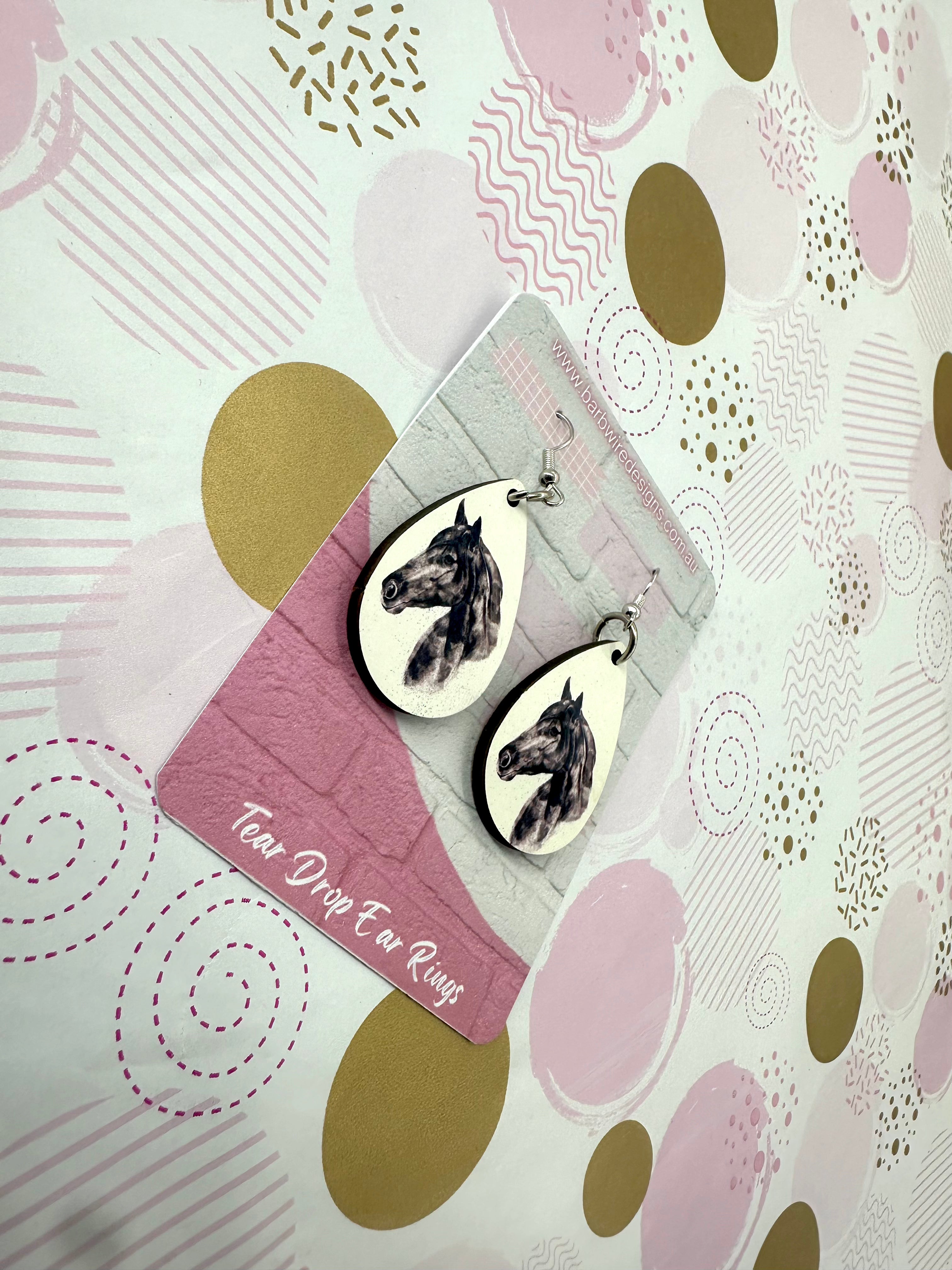 Water colour Horse Head Sublimation Ear Rings