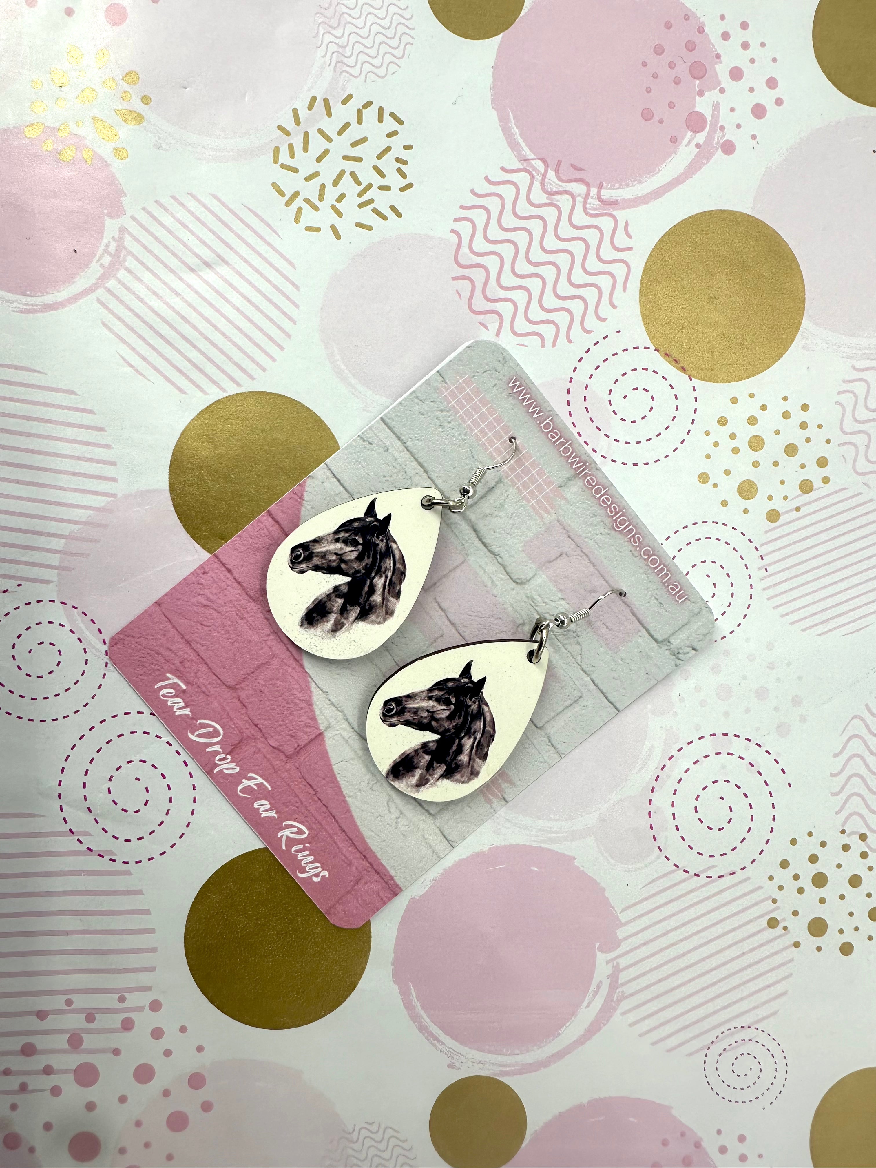 Water colour Horse Head Sublimation Ear Rings