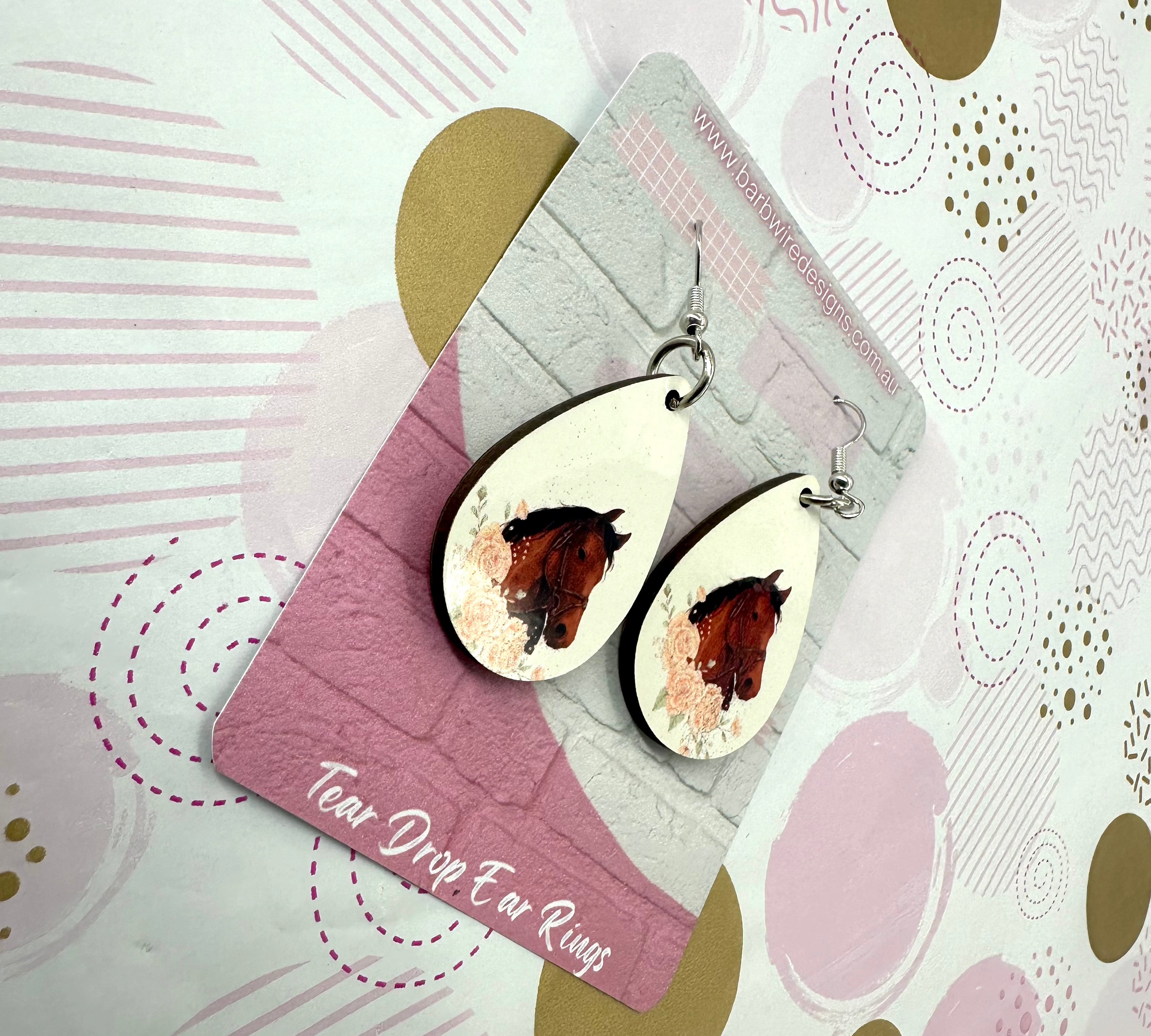 Western Horse Head Sublimation Ear Rings Barb Wire Designs