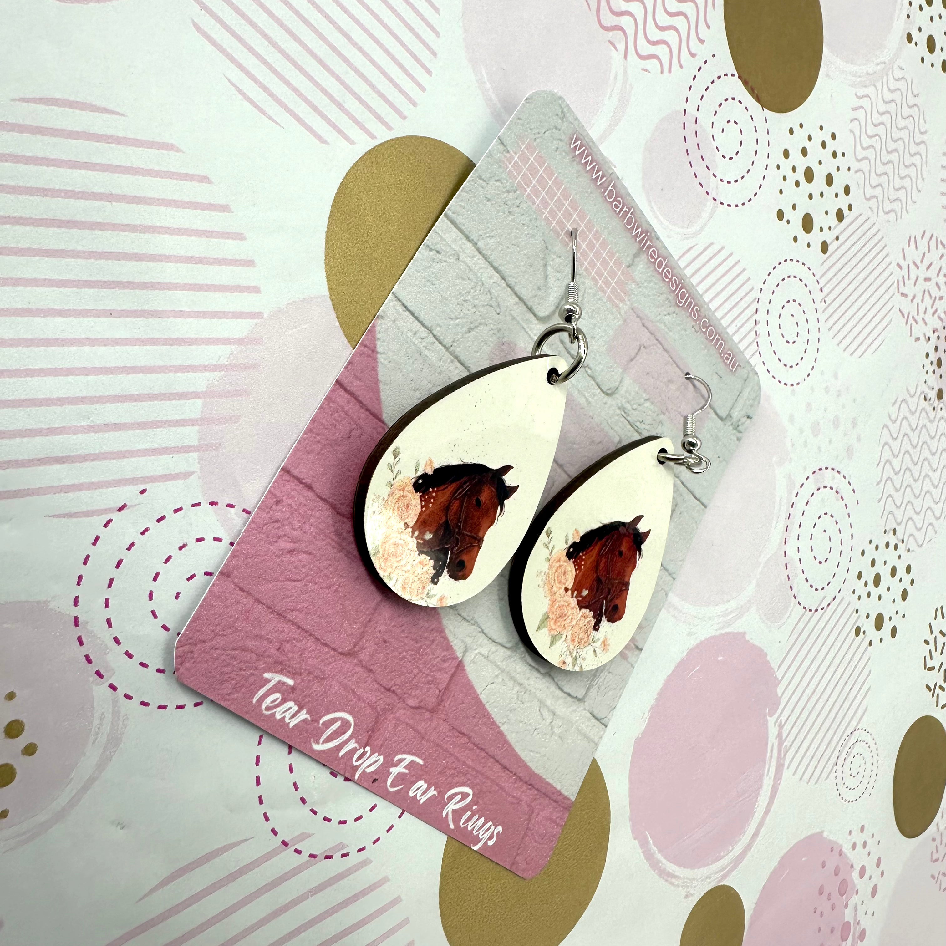 Western Horse Head Sublimation Ear Rings Barb Wire Designs