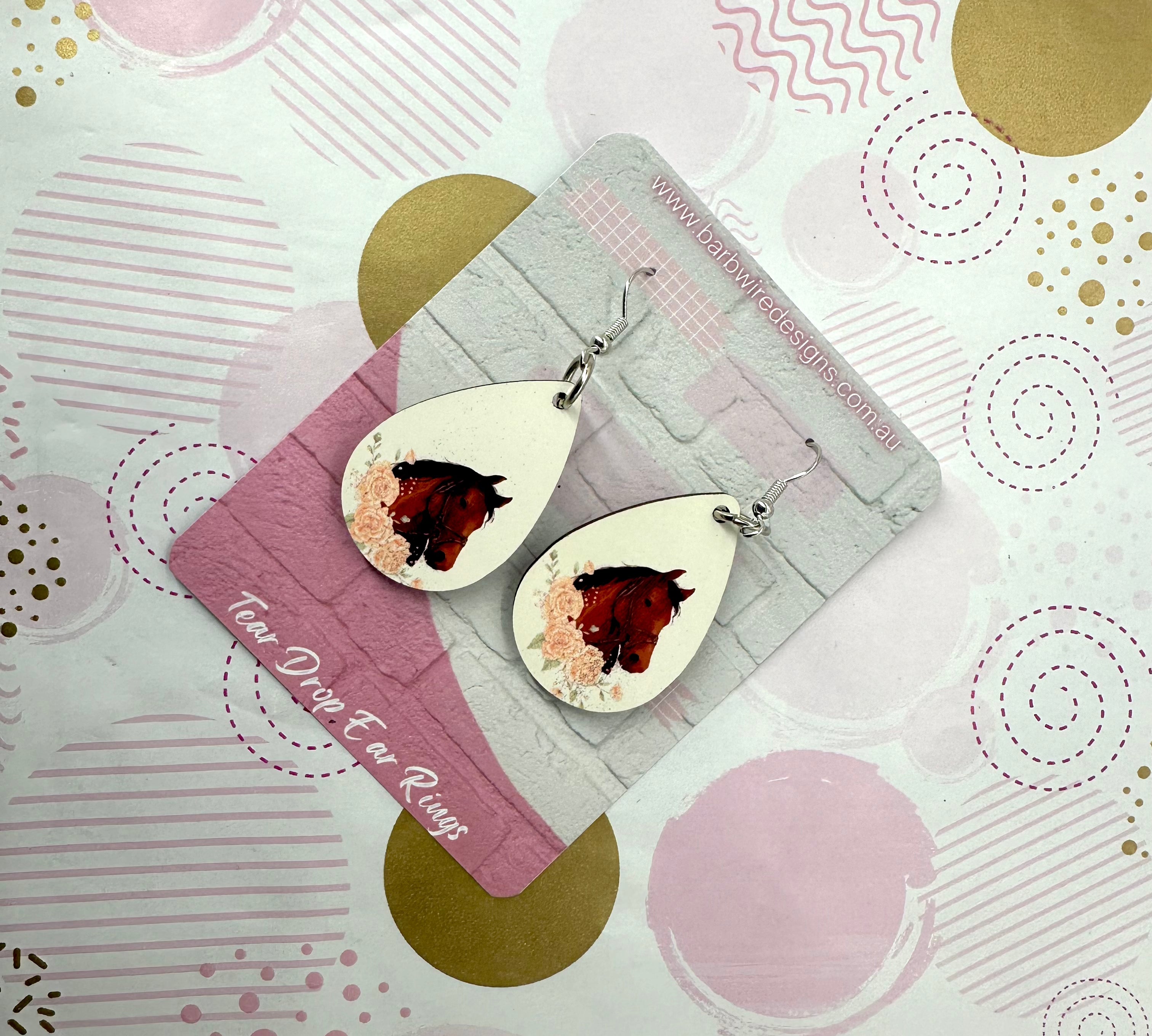 Western Horse Head Sublimation Ear Rings Barb Wire Designs