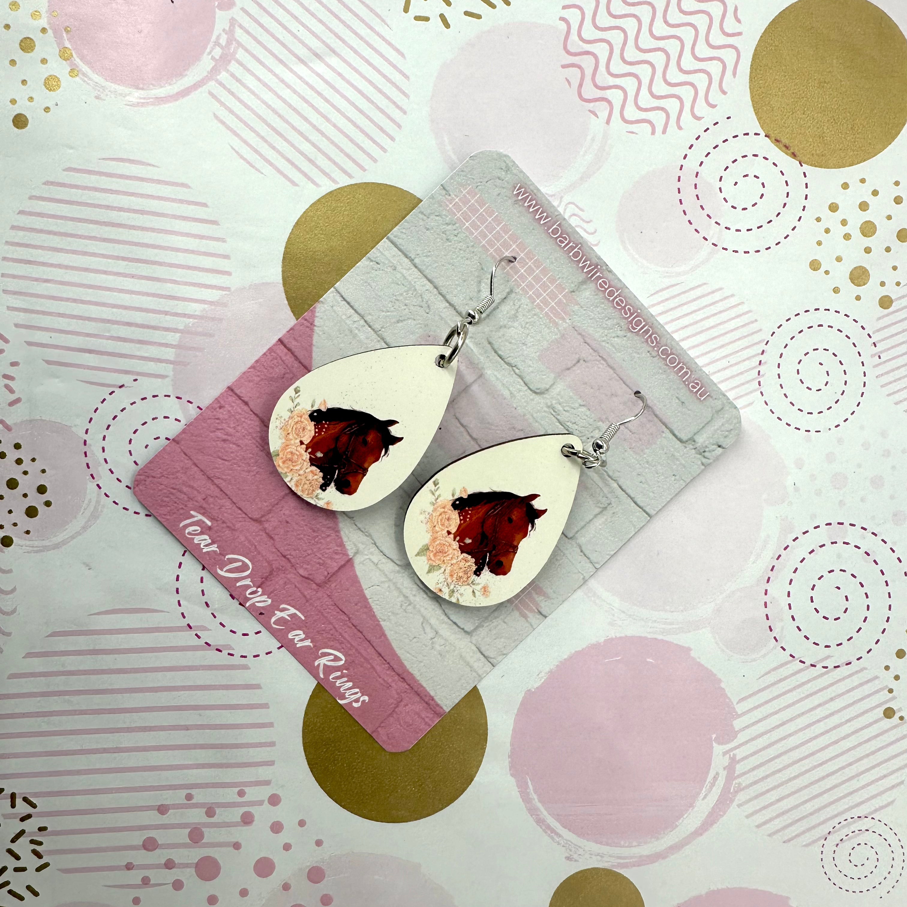 Western Horse Head Sublimation Ear Rings Barb Wire Designs