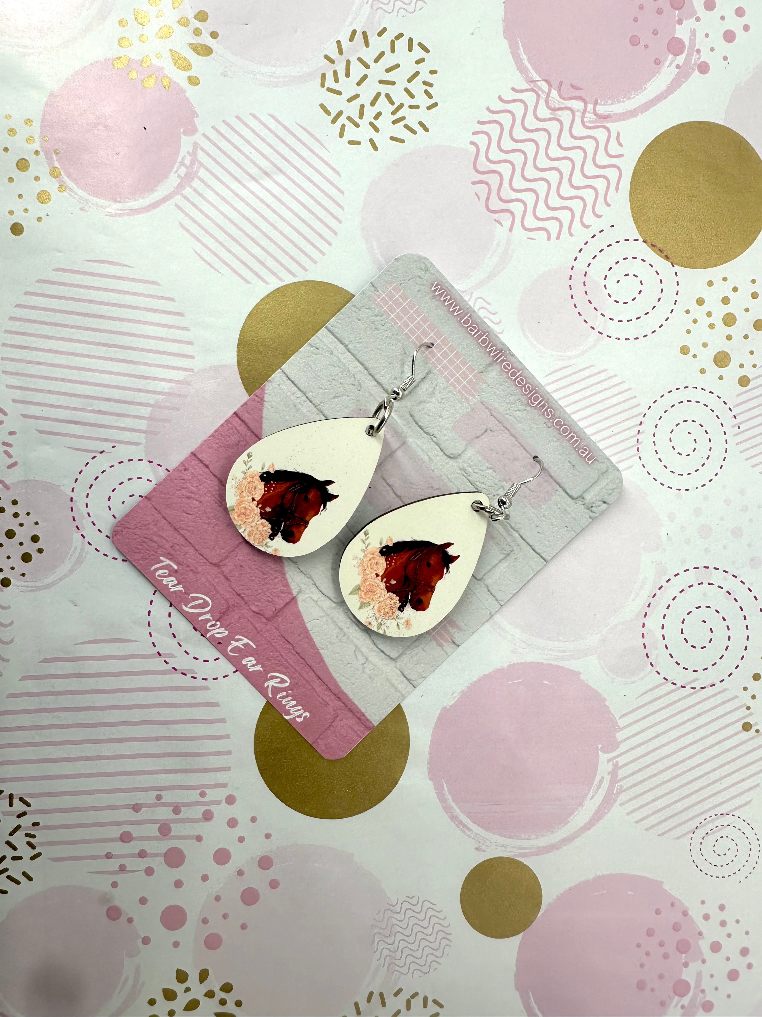 Western Horse Head Sublimation Ear Rings