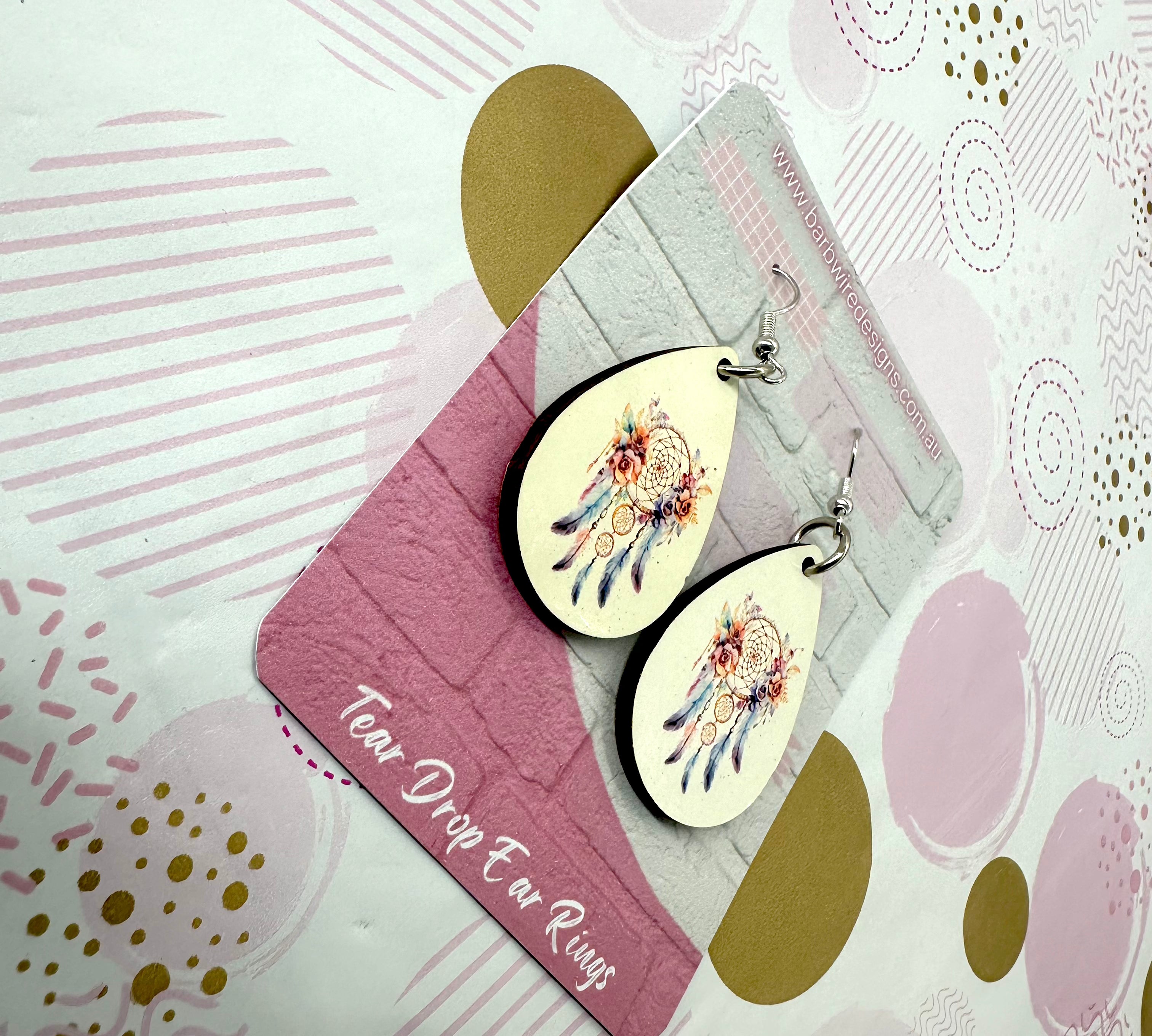 Dream Catcher Sublimation Ear Rings Barb Wire Designs