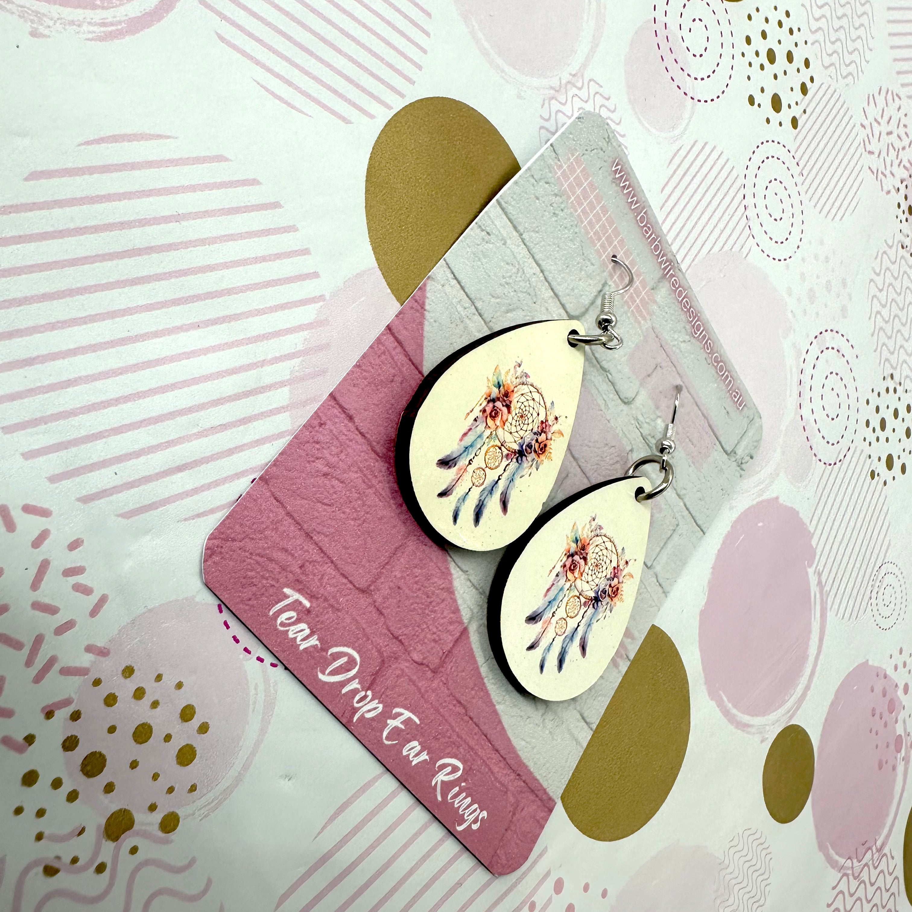 Dream Catcher Sublimation Ear Rings Barb Wire Designs