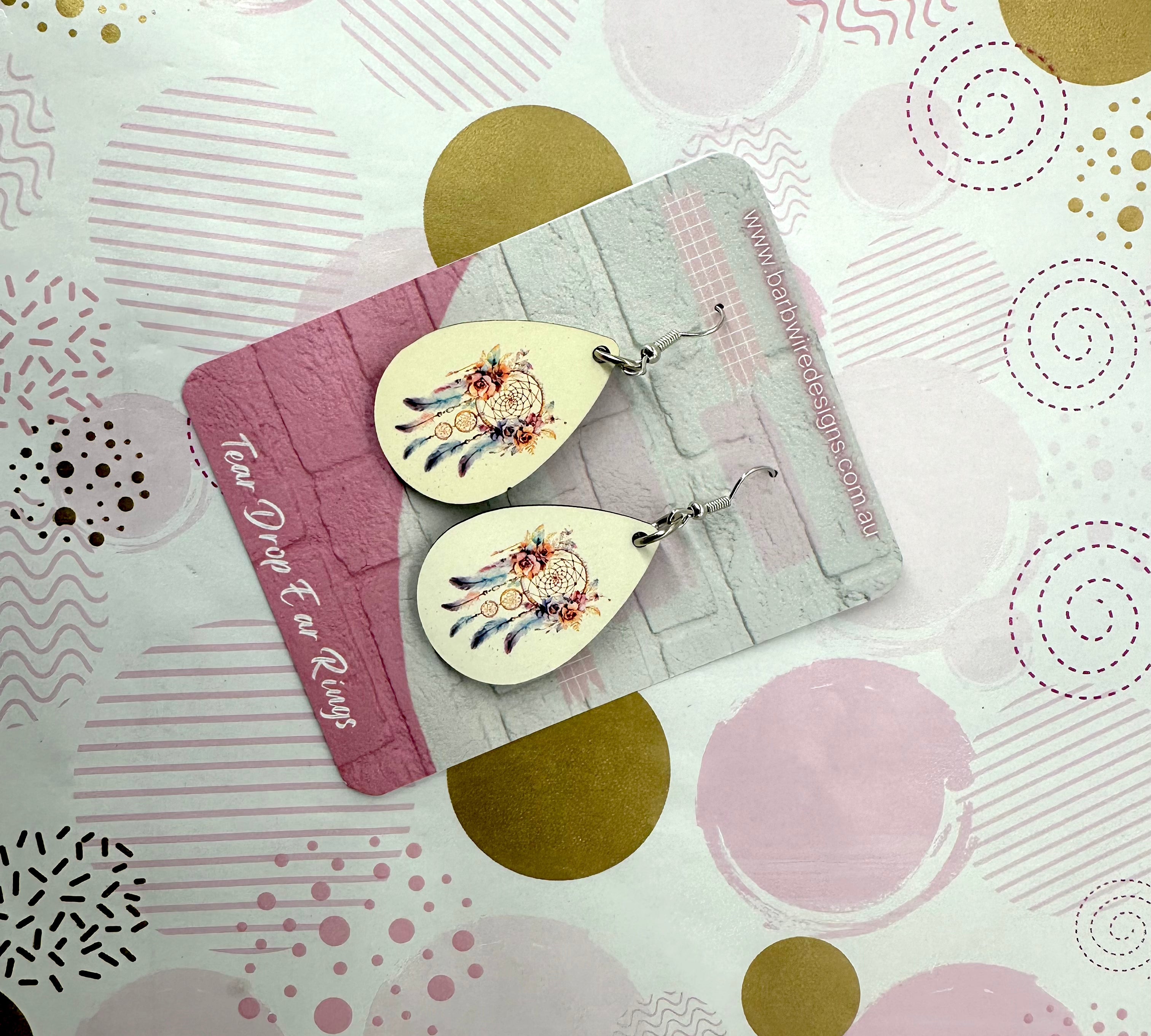 Dream Catcher Sublimation Ear Rings Barb Wire Designs