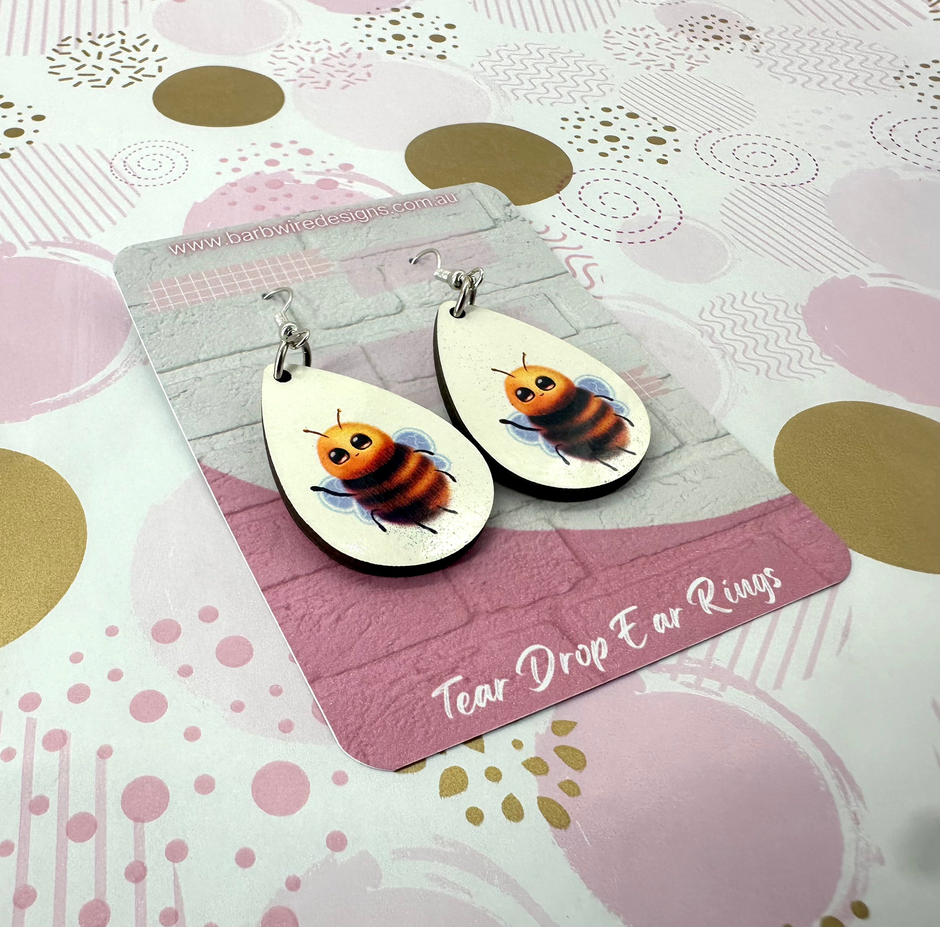Buzzy Bee Sublimation Ear Rings