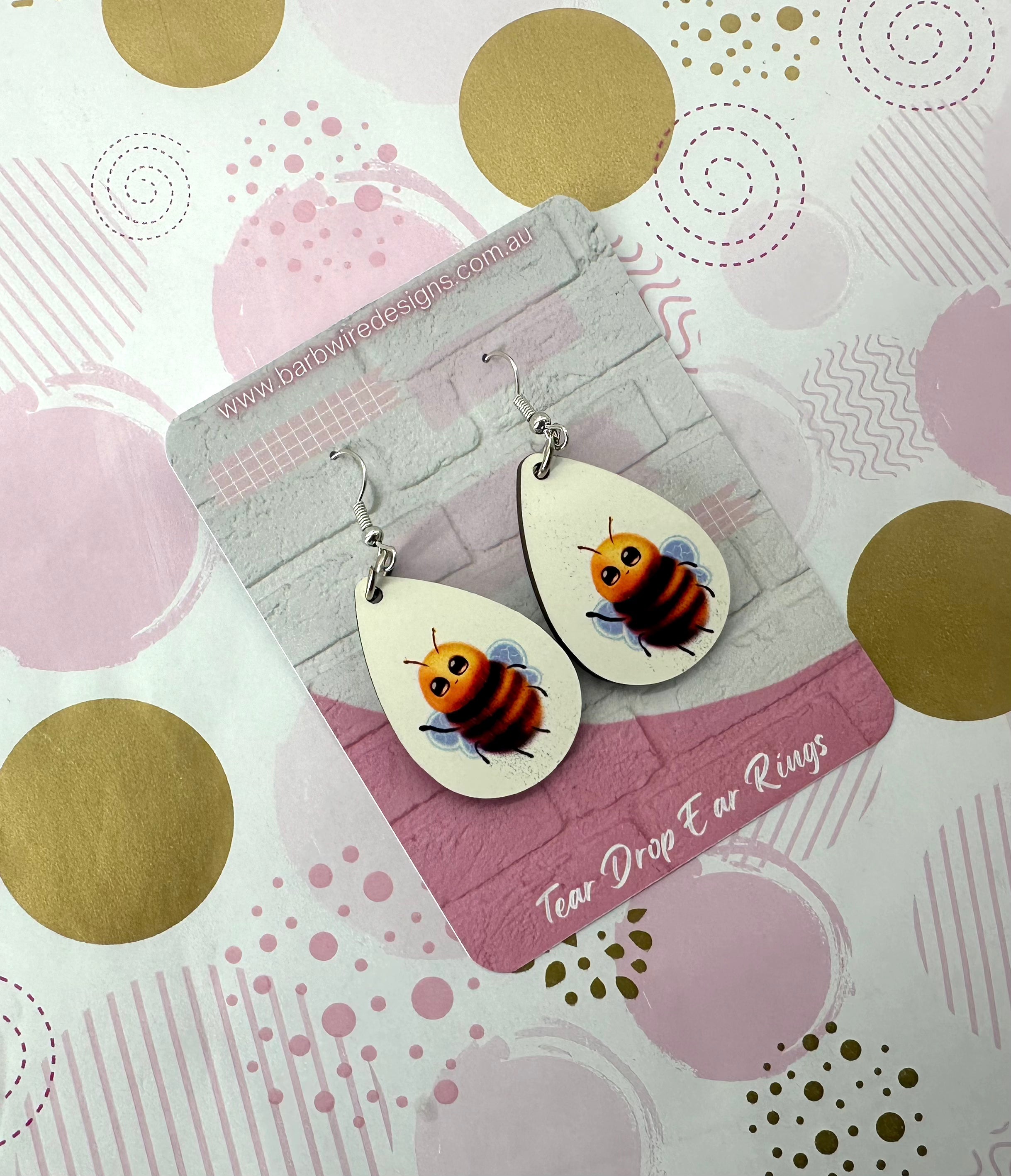 Buzzy Bee Sublimation Ear Rings