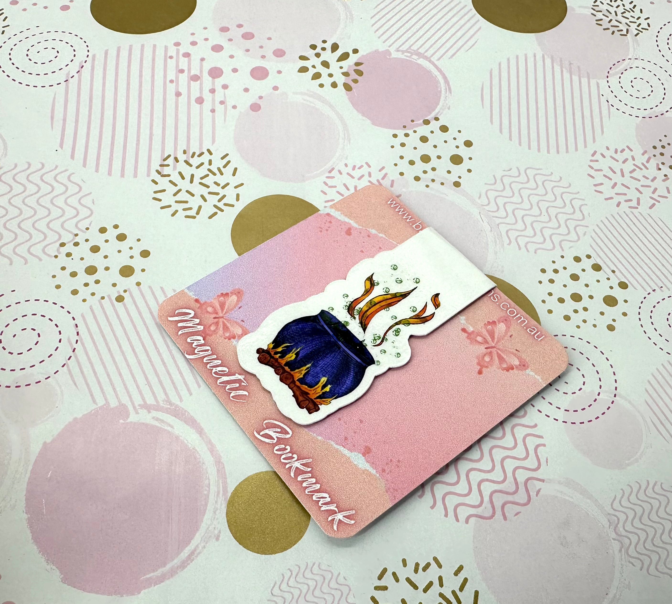 Halloween Cauldron Magnetic Bookmark Barb Wire Designs