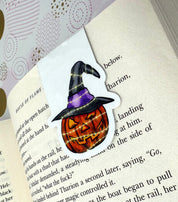 Halloween Pumpkin in Witches Hat Magnetic Bookmark Barb Wire Designs