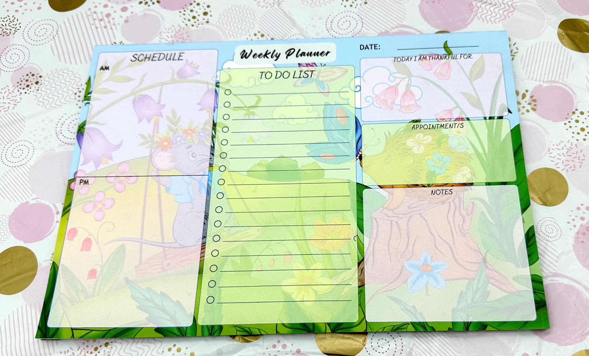 porcufine Kawaii weekly planner pad

