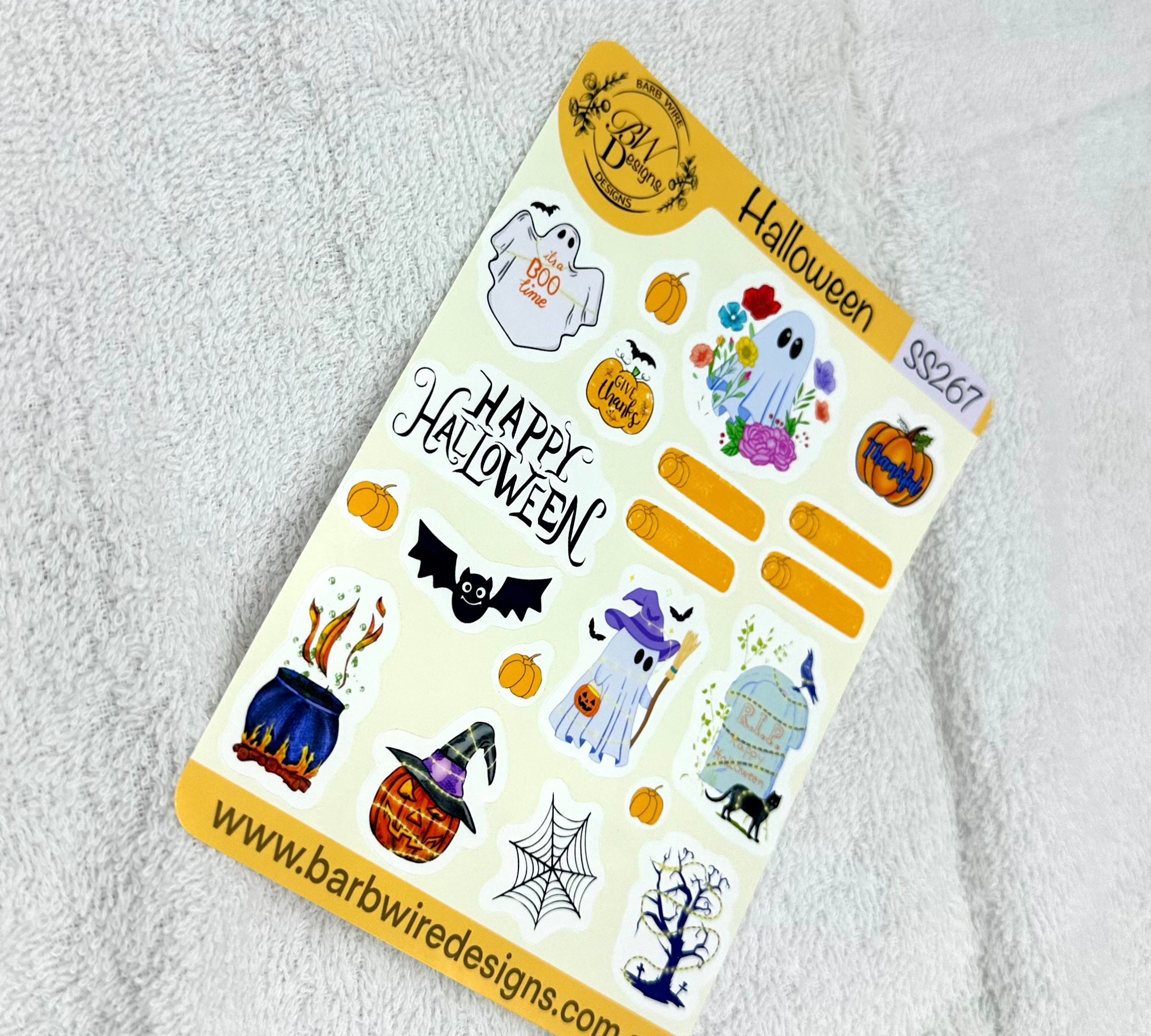 Halloween Planner Sticker Sheet Barb Wire Designs