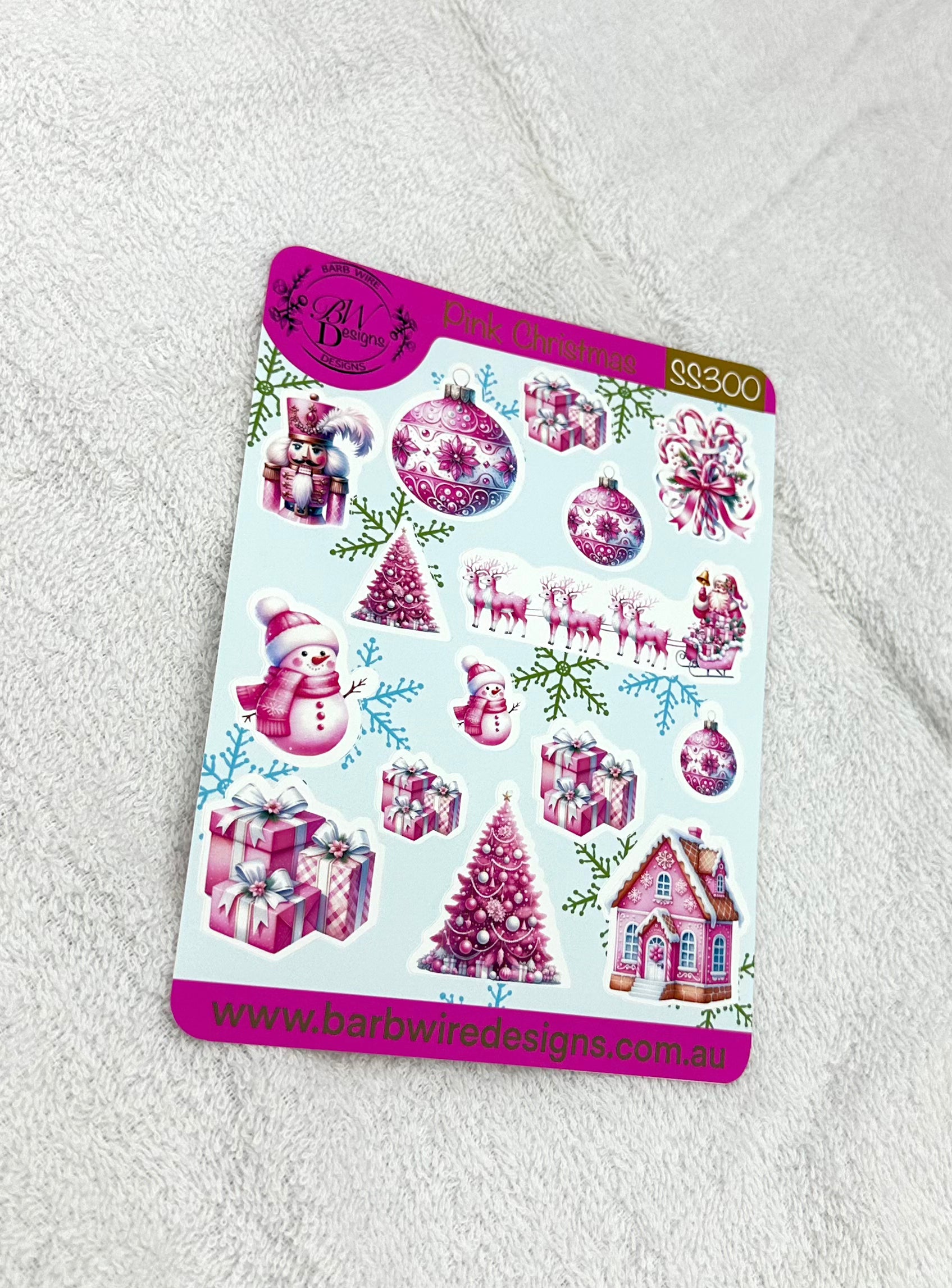 Pink Christmas Sticker Sheet